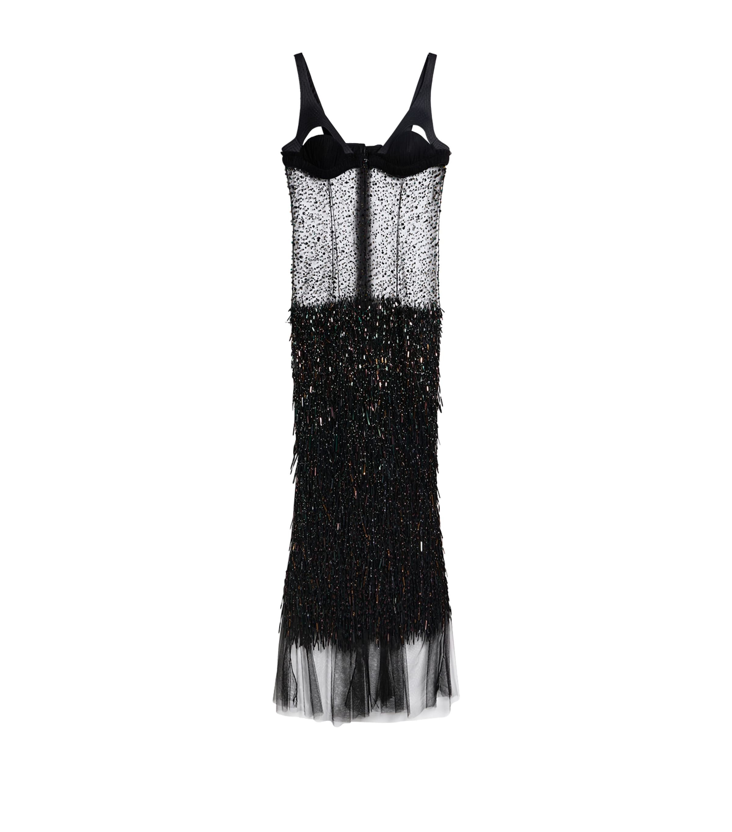 Schiaparelli Womens Sheer Embellished Maxi Dress Black Image 1