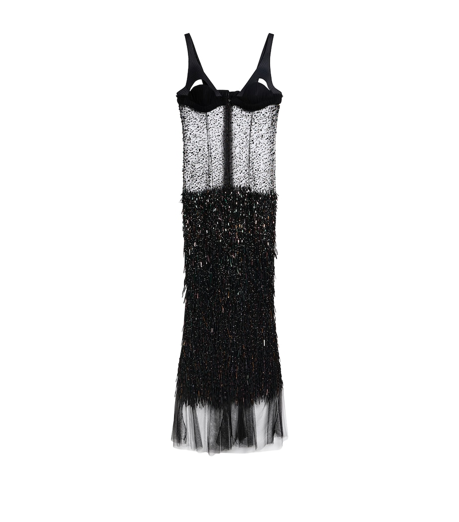 Schiaparelli Womens Sheer Embellished Maxi Dress Black Image 1