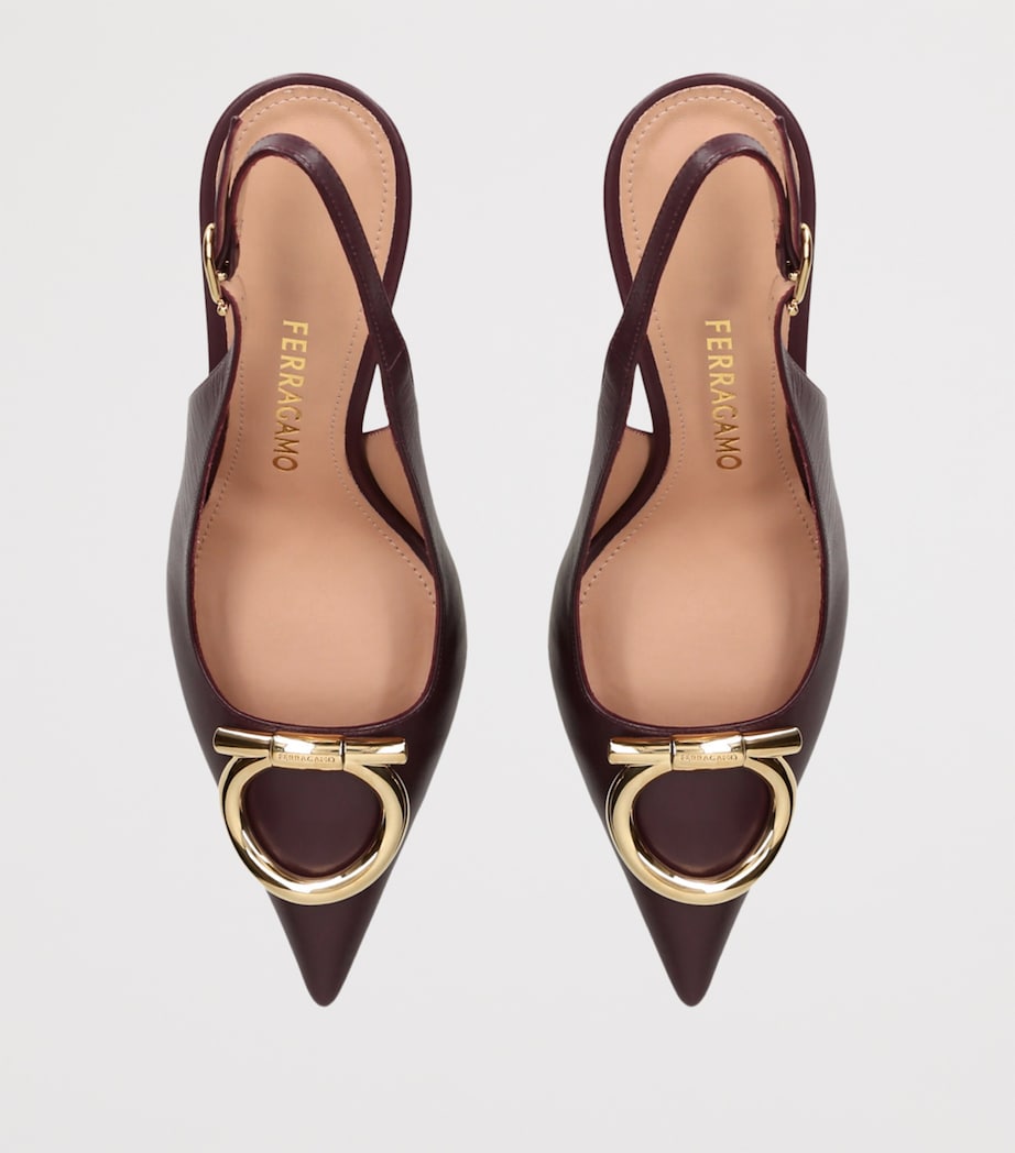 Leather Sara Slingback Heels 95 WINE Image 4