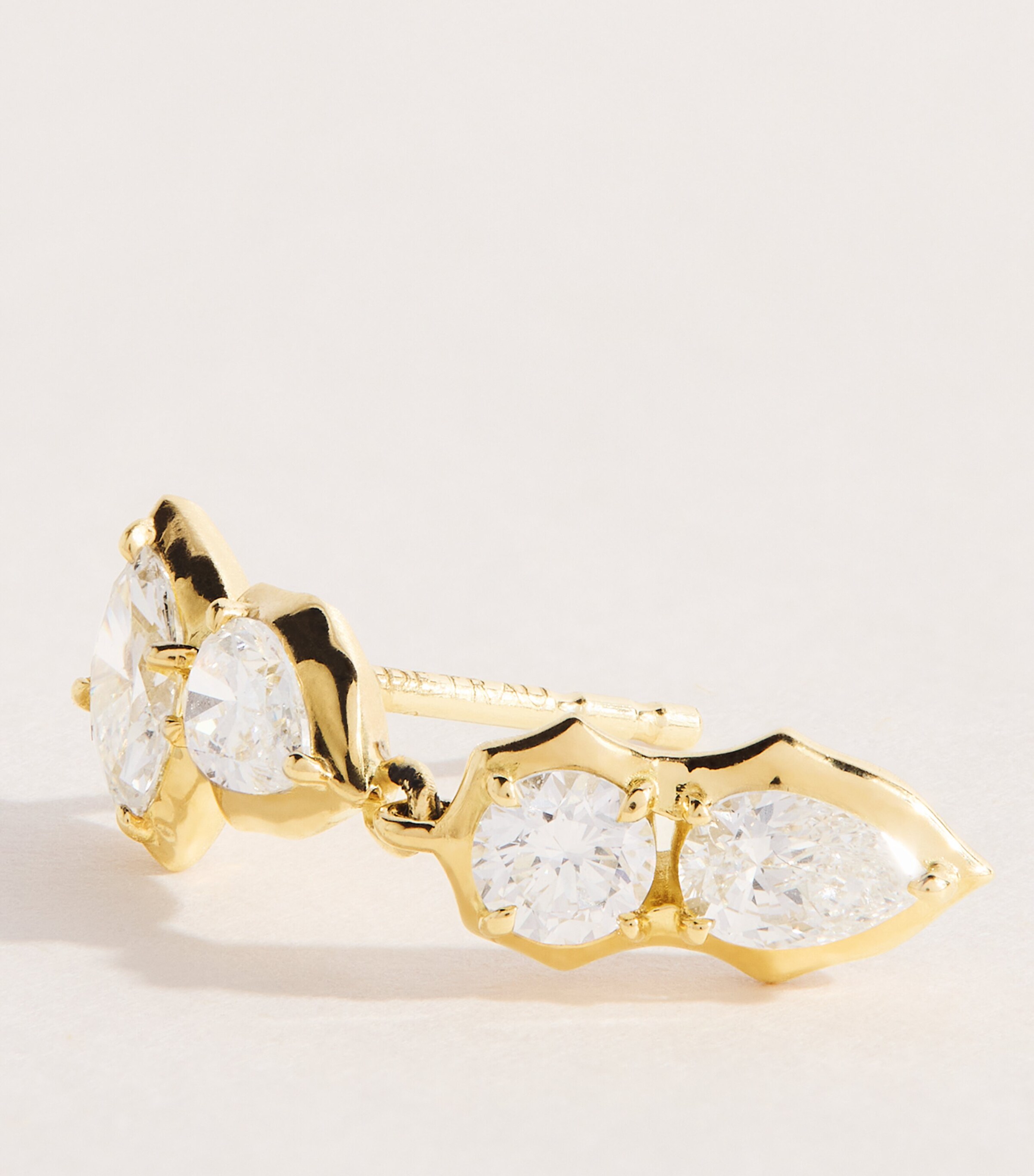 Jade Trau Yellow Gold and Diamond Posey Stud Earrings Yellow Gold Image 5