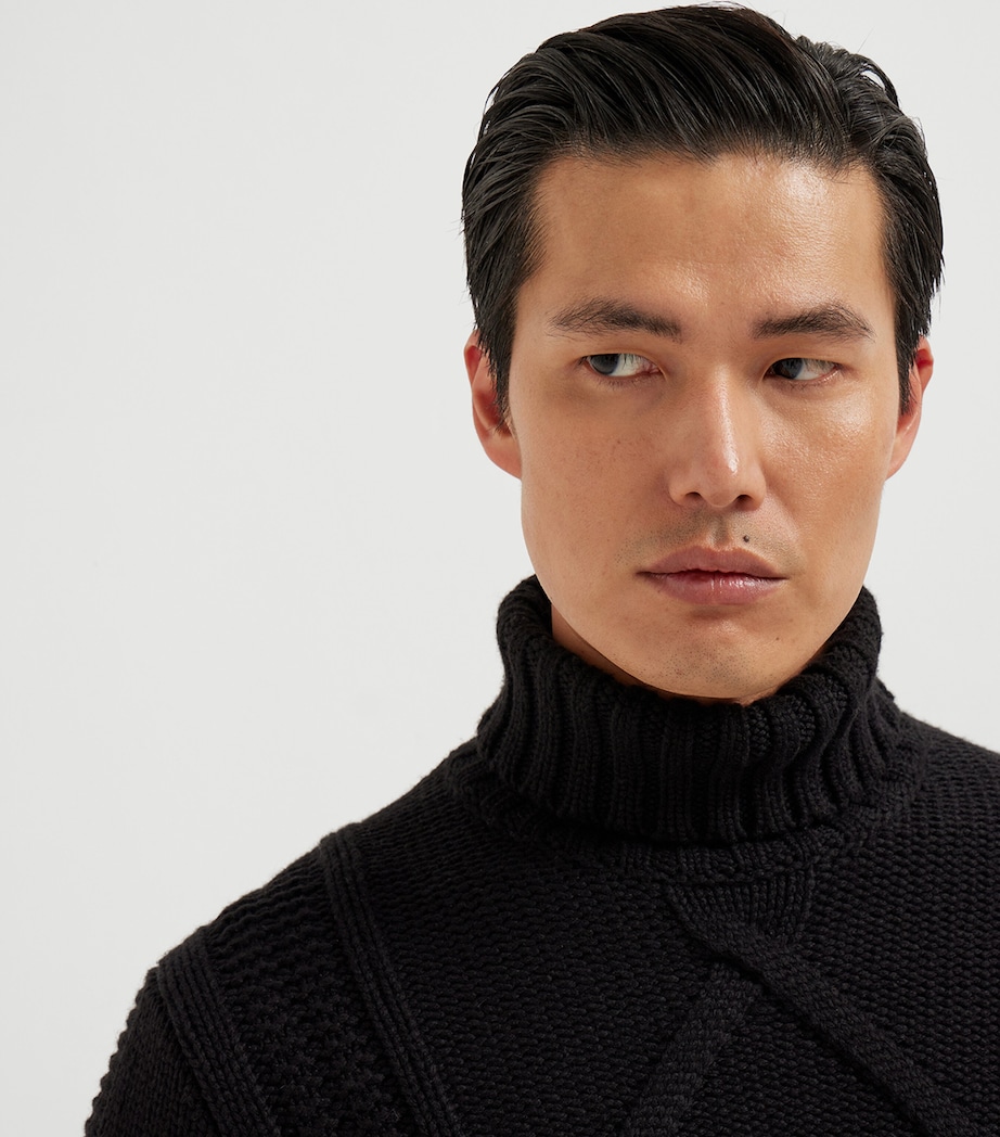 Cashmere Irish Cable-Knit Rollneck Sweater C101 Image 6