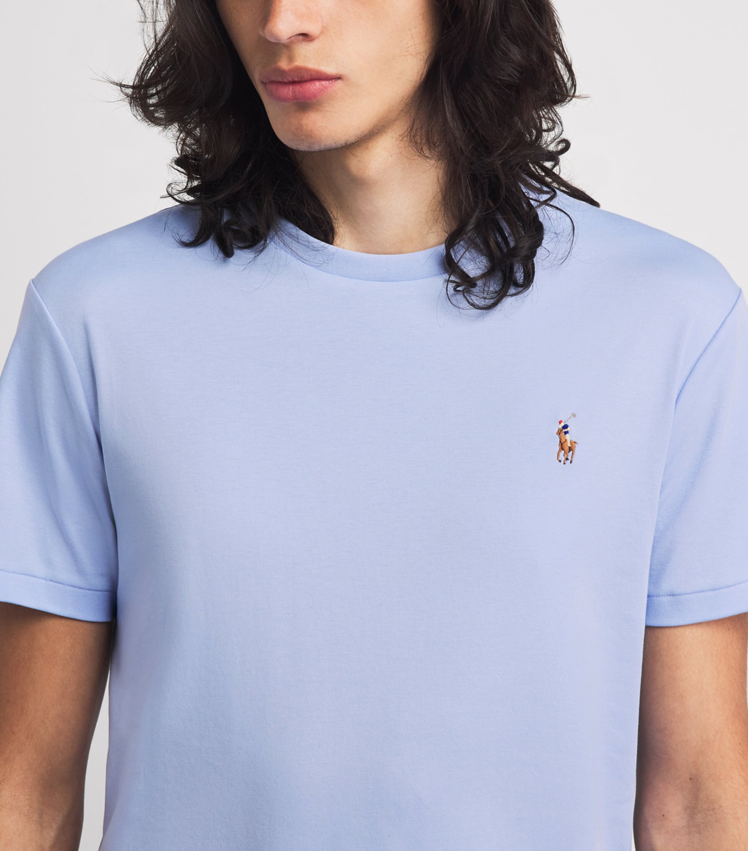 Polo Ralph Lauren Mens Pima Cotton Polo Pony T-Shirt Pebble Blue Image 3