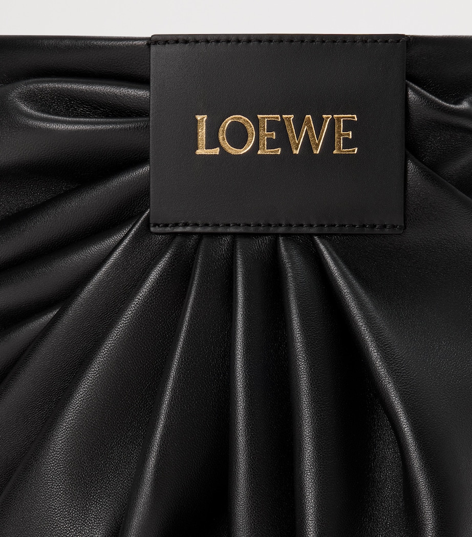 Leather Draped Tote Bag BLACK Image 7