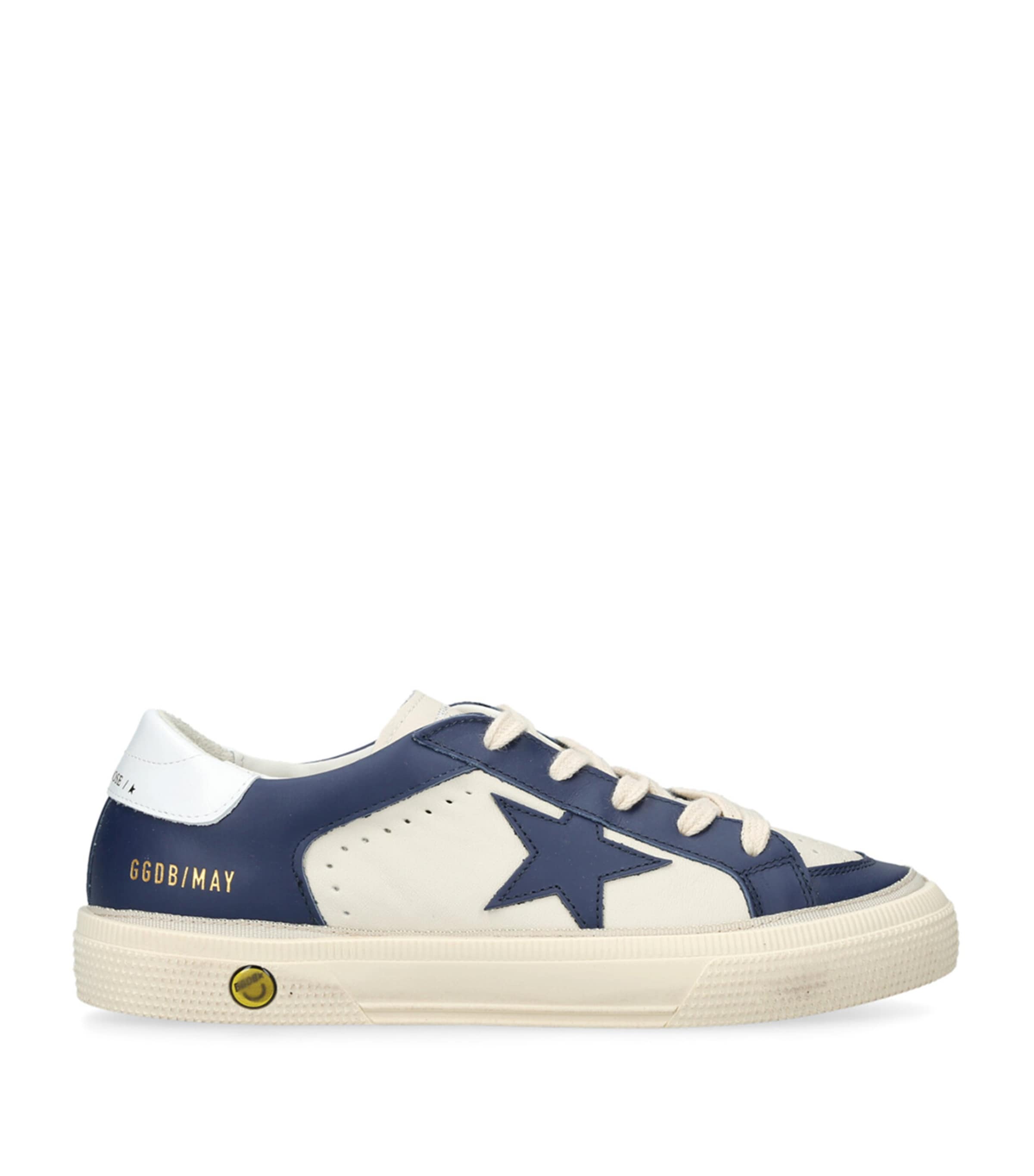 Golden Goose Girls Green Kids May Panelled Leather Low-top Trainers 6-9 Years In White