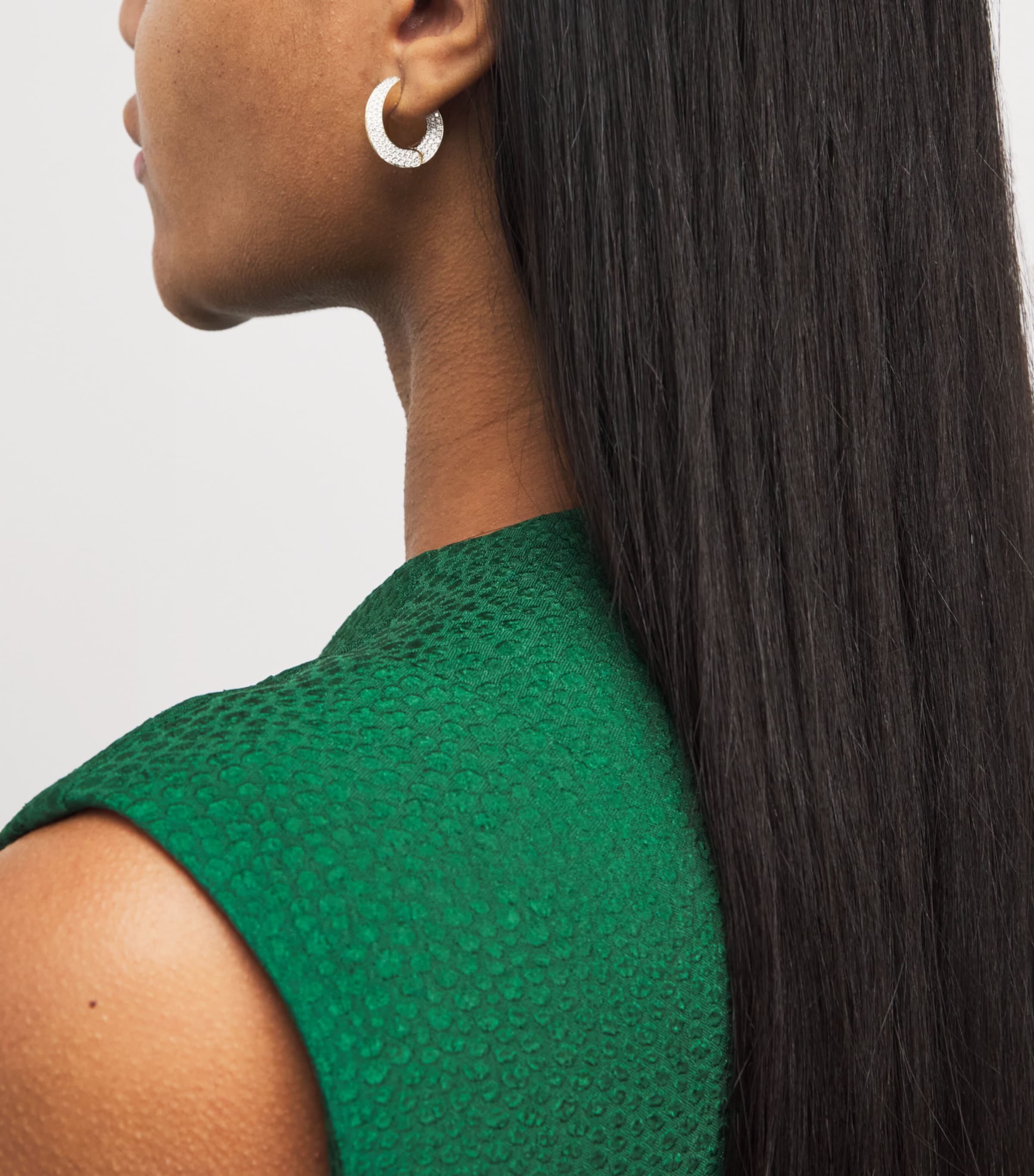 Medium Yellow Gold and Diamond Aurea Spira Creoles Earrings YELLOW GOLD Image 2