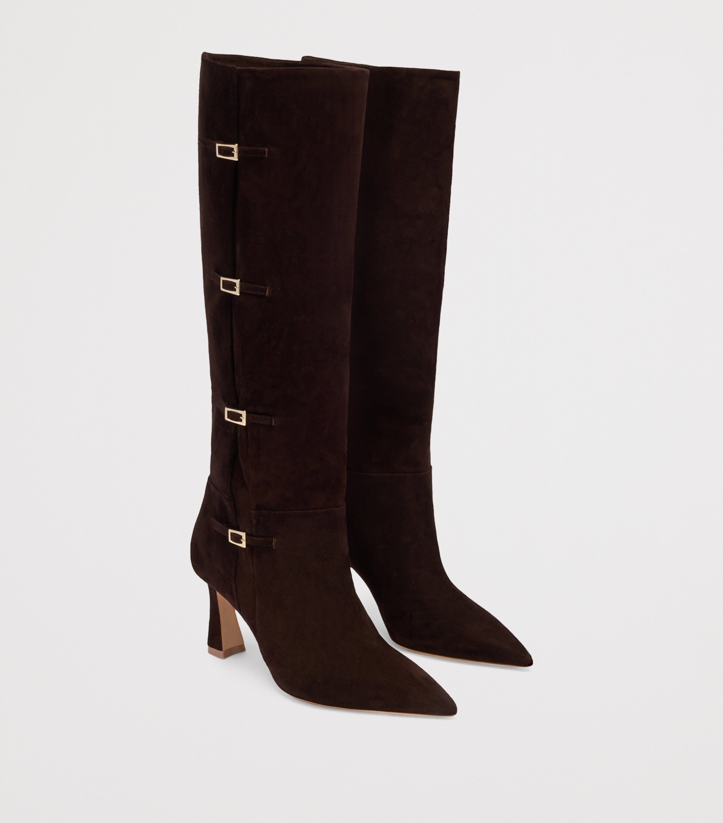 Suede Buckled Nolan Knee-High Boots 70 EBONY Image 2