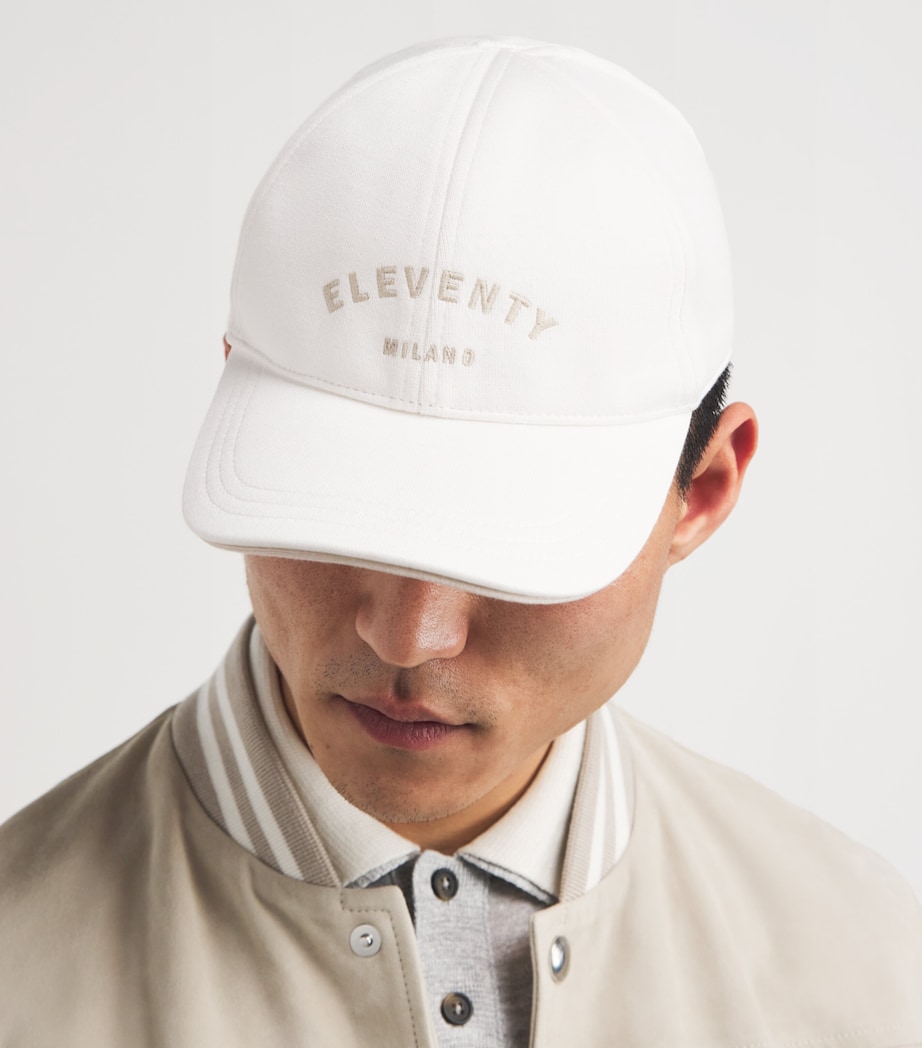 Eleventy Cotton Logo Baseball Cap Avorio Tortora Image 2