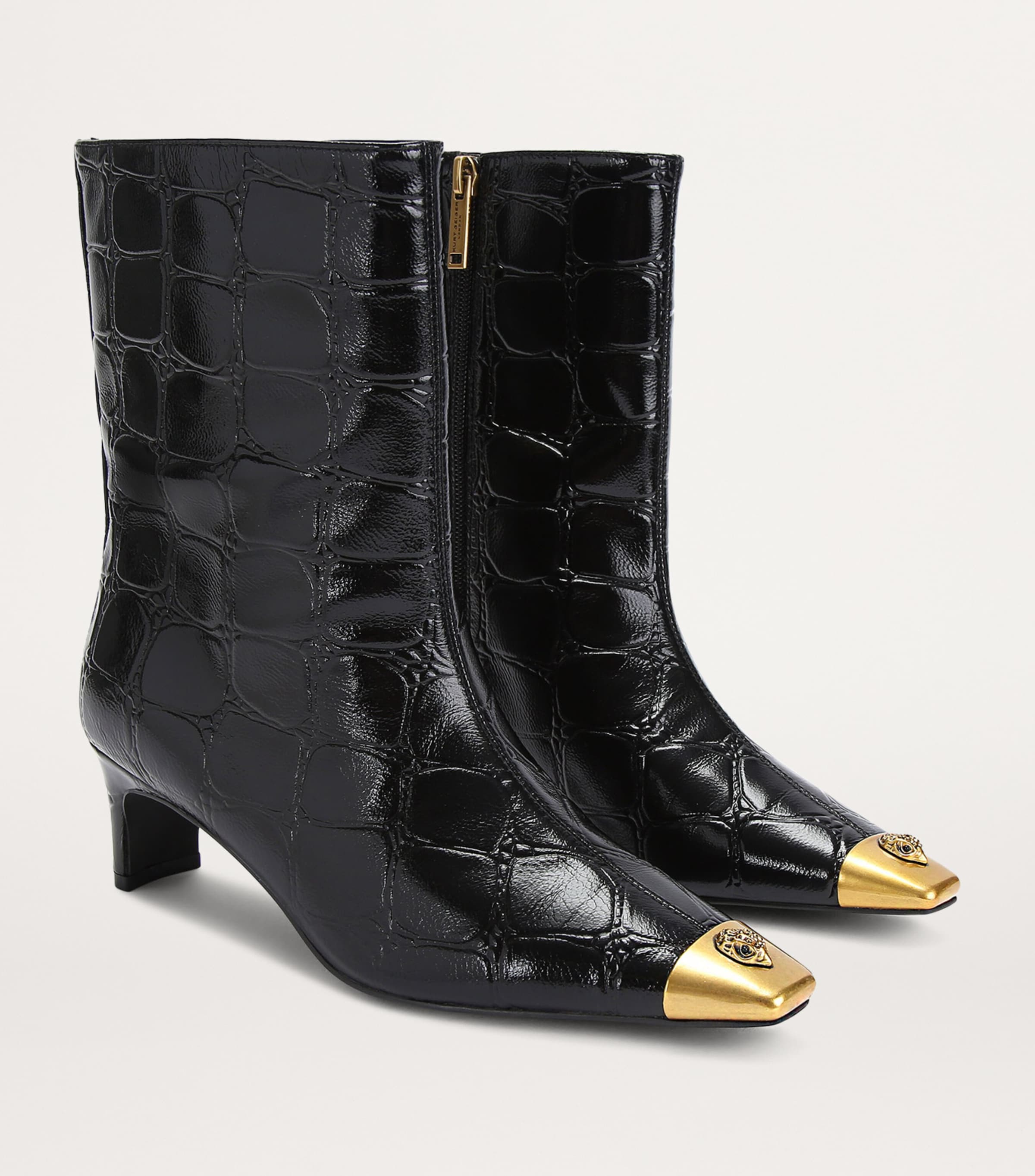 Croc-Embossed Leather Regent Ankle Boots 55 BLK/OTHER Image 4