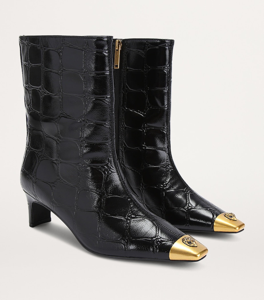 Croc-Embossed Leather Regent Ankle Boots 55 BLK/OTHER Image 4