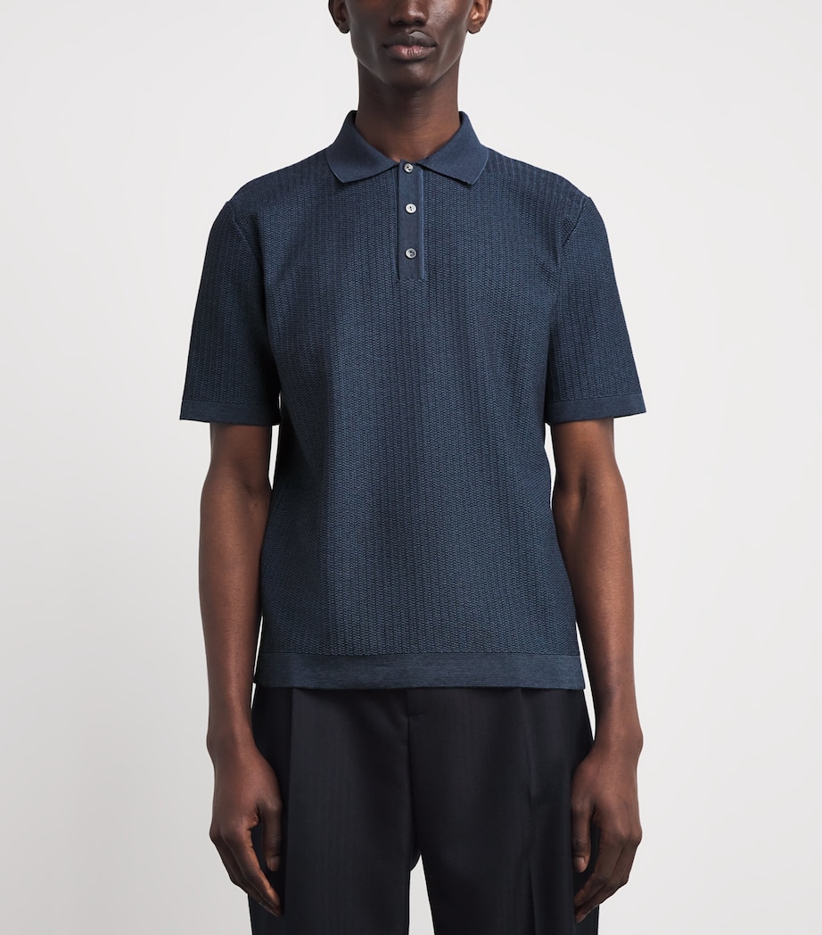 Agnona Mens Cotton-Silk Polo Shirt Light Blue Avio Image 4