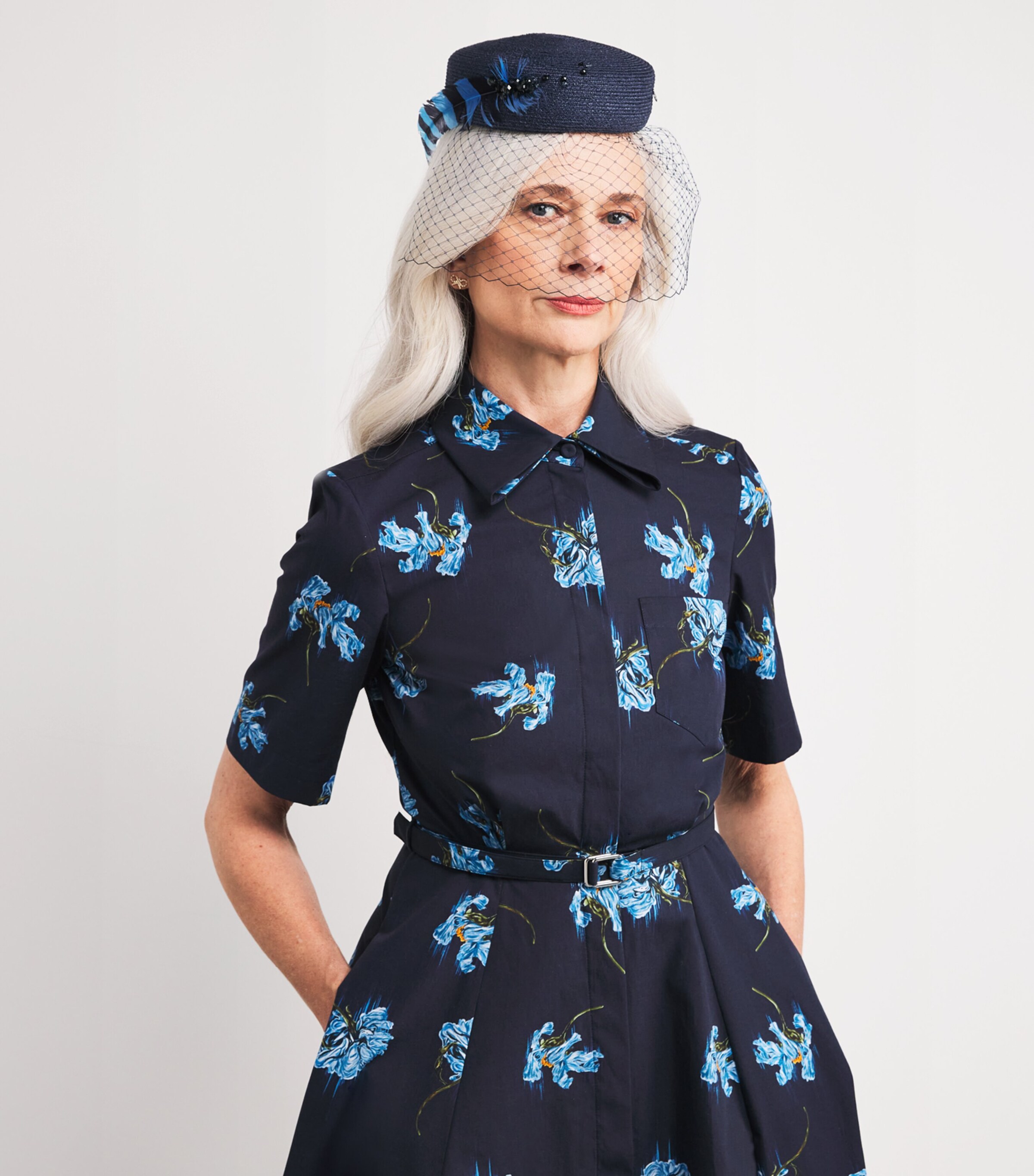 x Ascot Feathered Jacqueline Hat NAVY Image 1