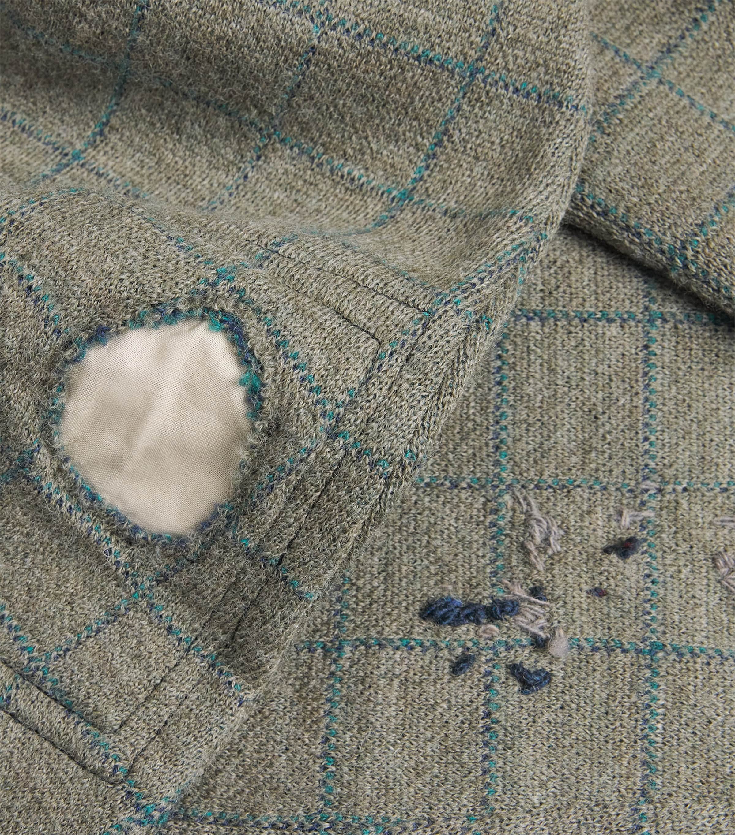 Maison Margiela Mens Virgin Wool Check Sweater Military Green Image 5