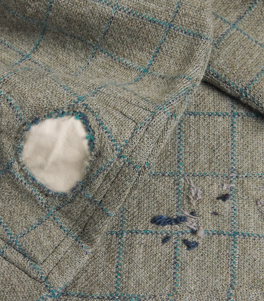 Maison Margiela Mens Virgin Wool Check Sweater Military Green Image 5