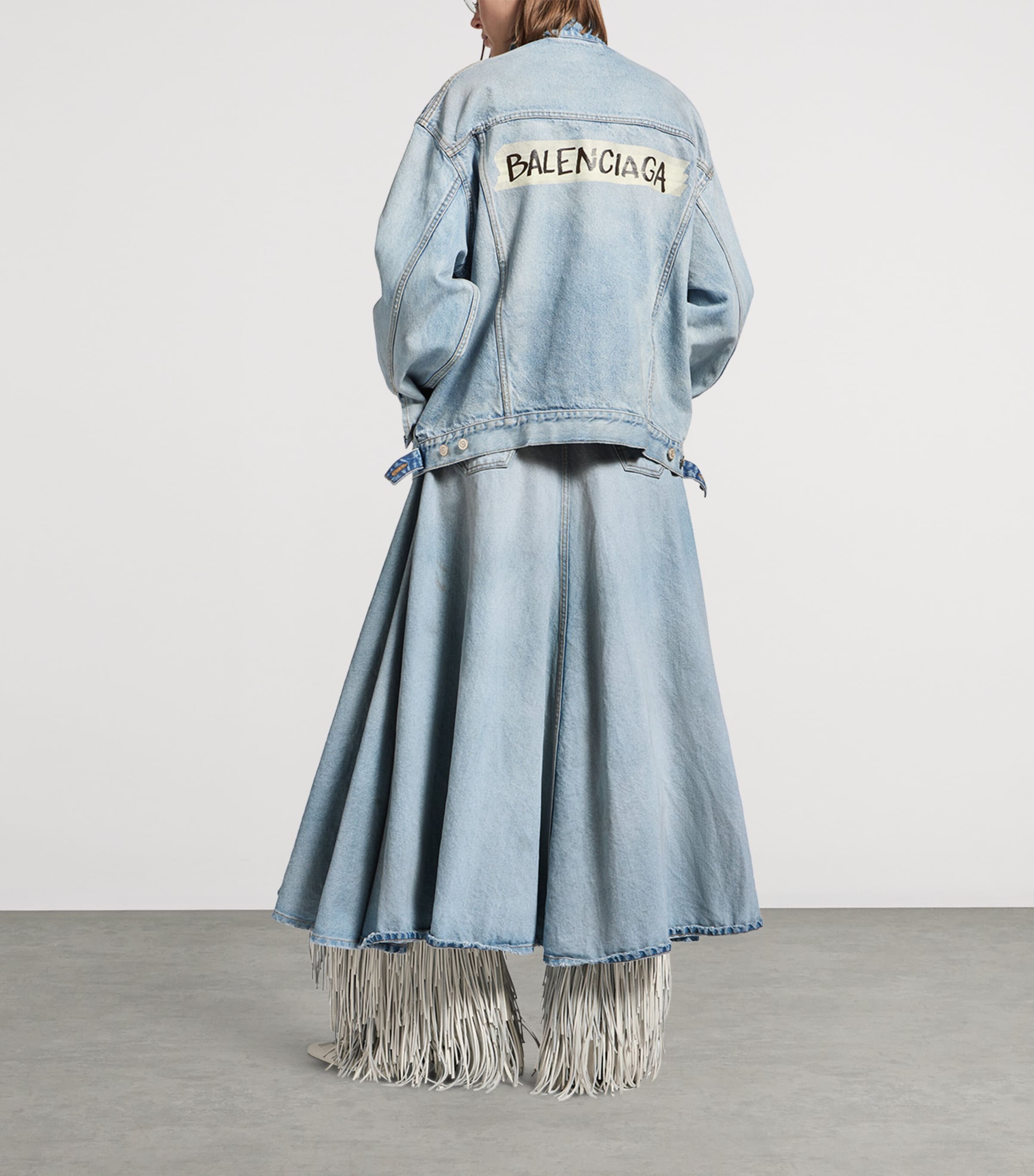 Denim Godet Maxi Skirt 4009 Image 3