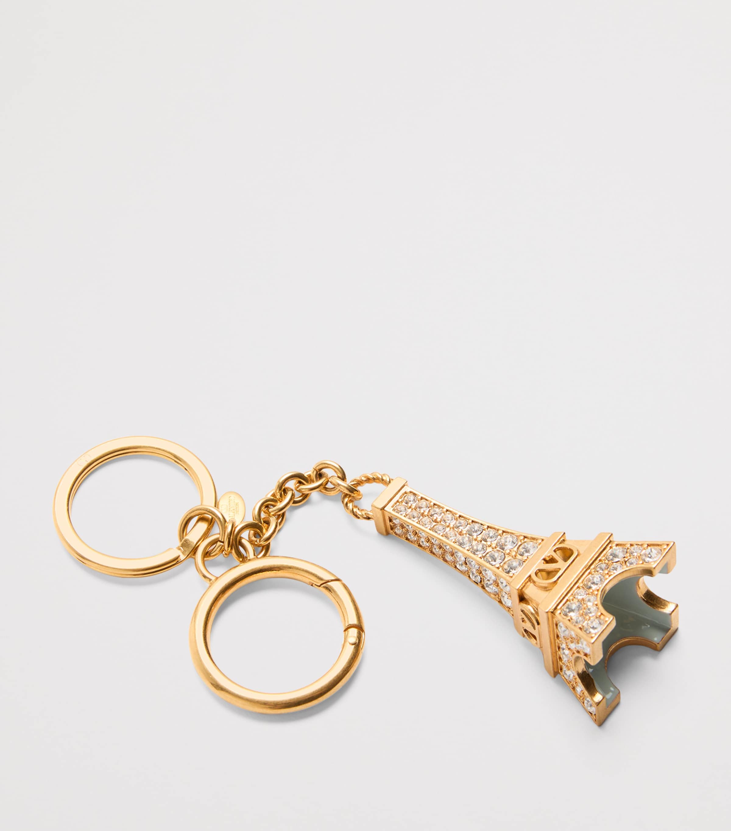 【VALENTINO】 VLogo Signature Eiffel Tower keyring VLogo Signature Eiffel Tower keyring in gold - Valentino