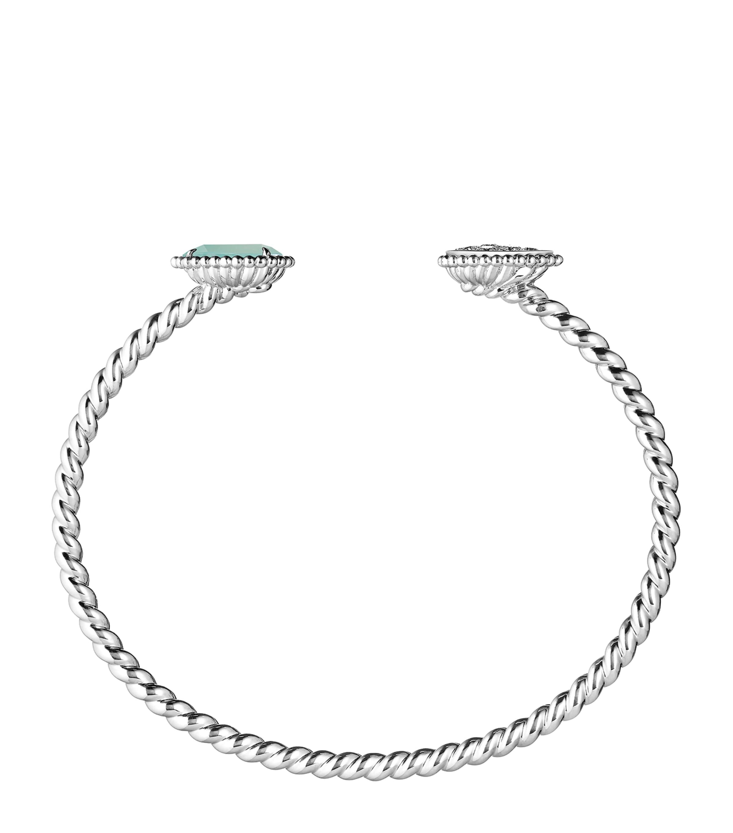 White Gold, Diamond and Aquaprase Serpent Bohème Bangle BLUE Image 3