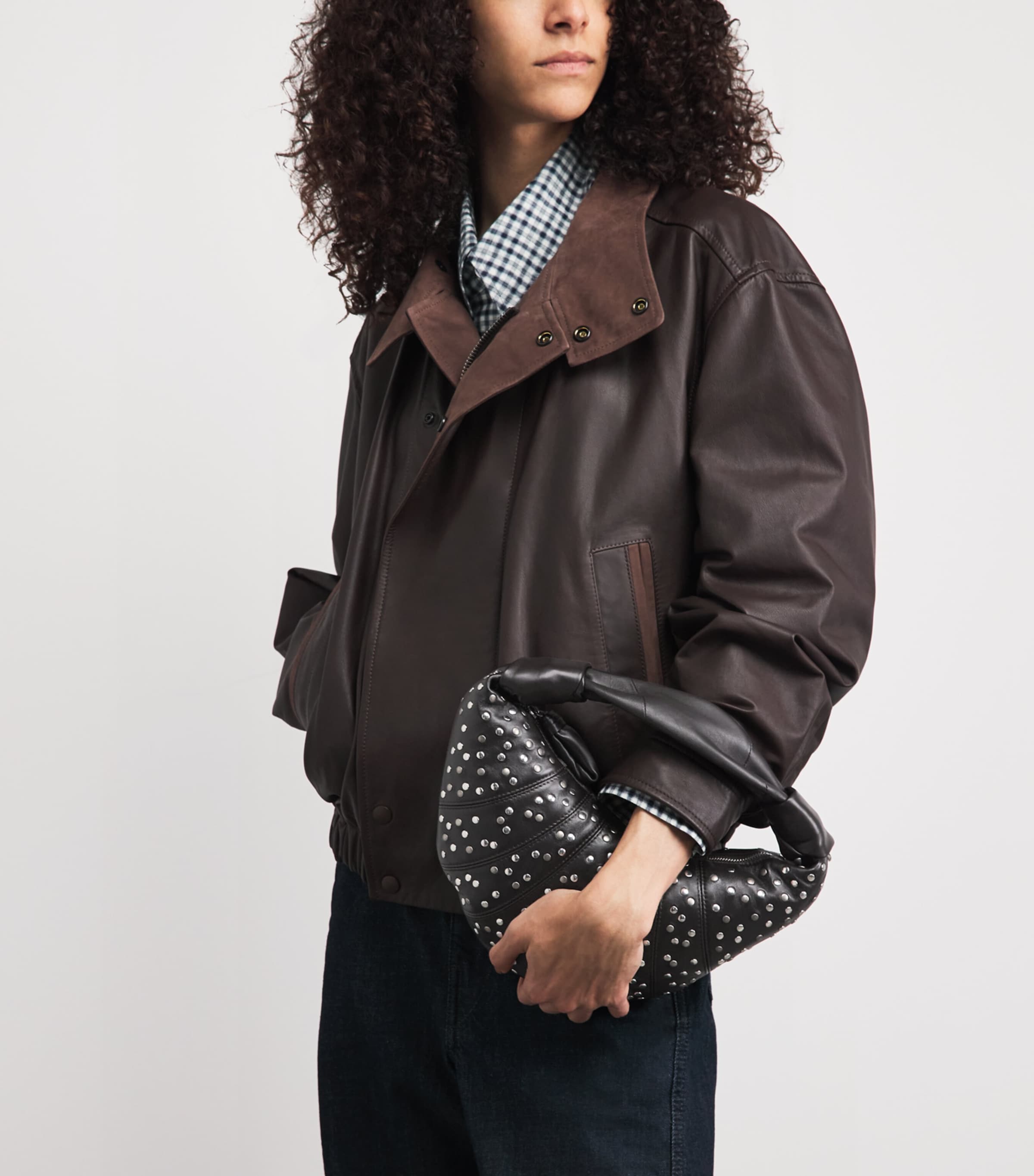 Lemaire Mini Leather Fortune Croissant Shoulder Bag Dark Chocolate Image 2