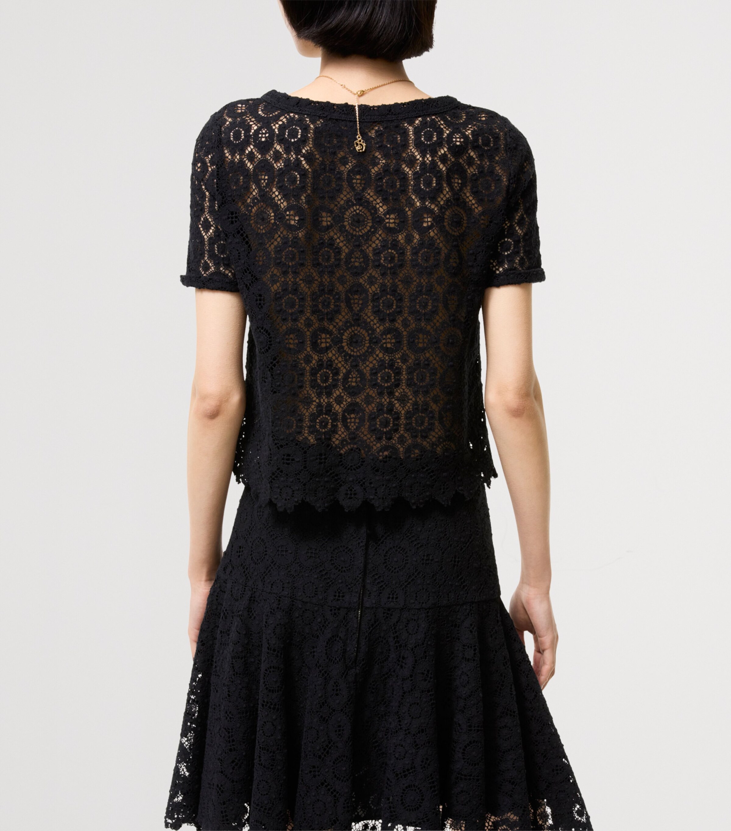 Burberry Womens Lace Floral Blouse Black Image 3