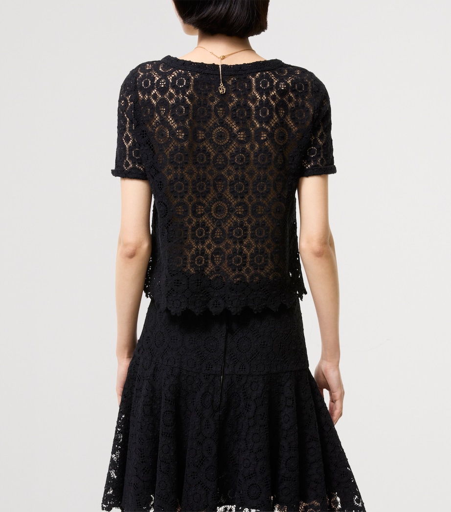 Burberry Womens Lace Floral Blouse Black Image 3