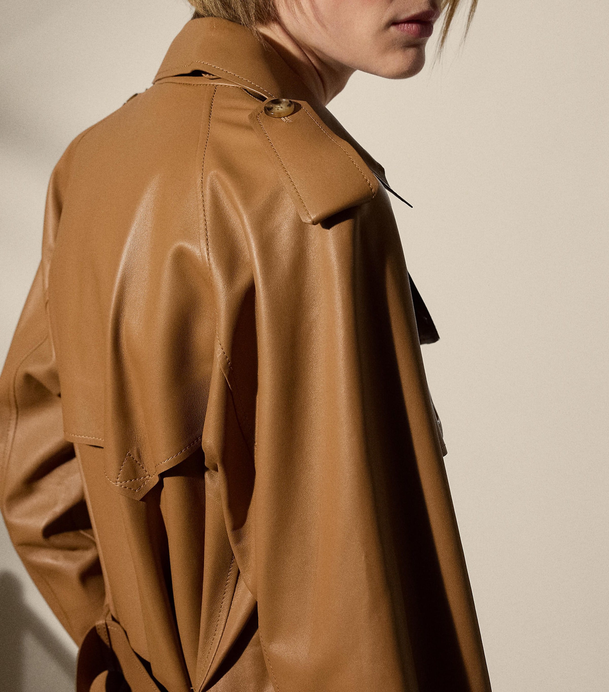 Ralph Lauren Collection Womens Lambskin Niles Trench Coat Caramel Image 5