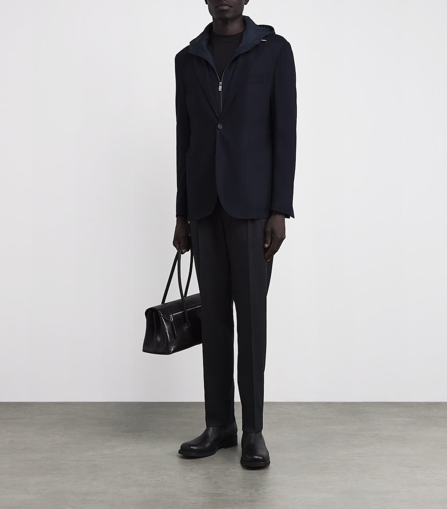 Hooded Wool-Blend Blazer 001 NAVY BLUE Image 2