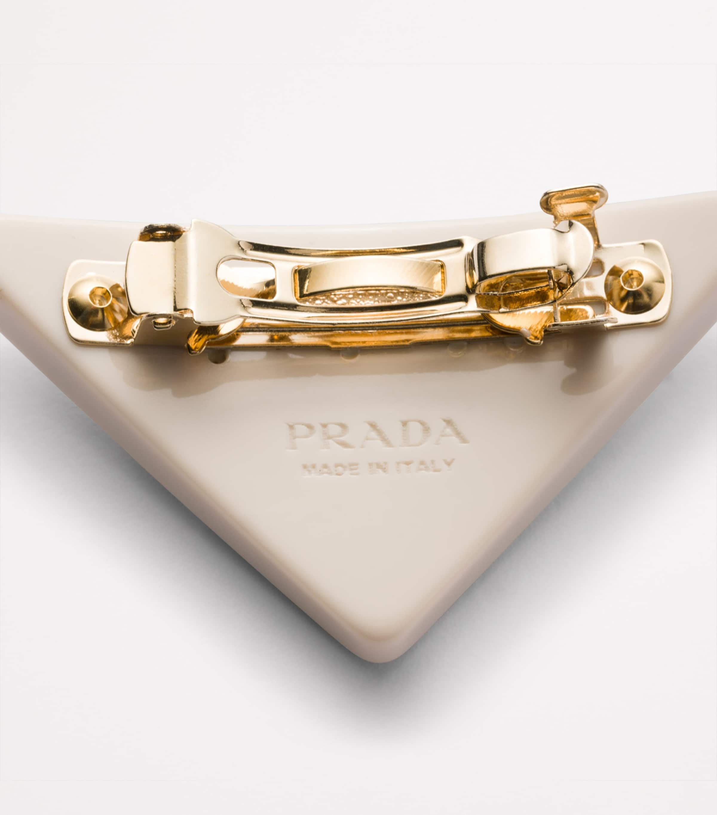 Prada Triangular Gold-Tone Logo Hair Barrette - NWT Prada Metal Triangle Mini Hair Clip Gold 1817964 – FASHIONPHILE main image 3