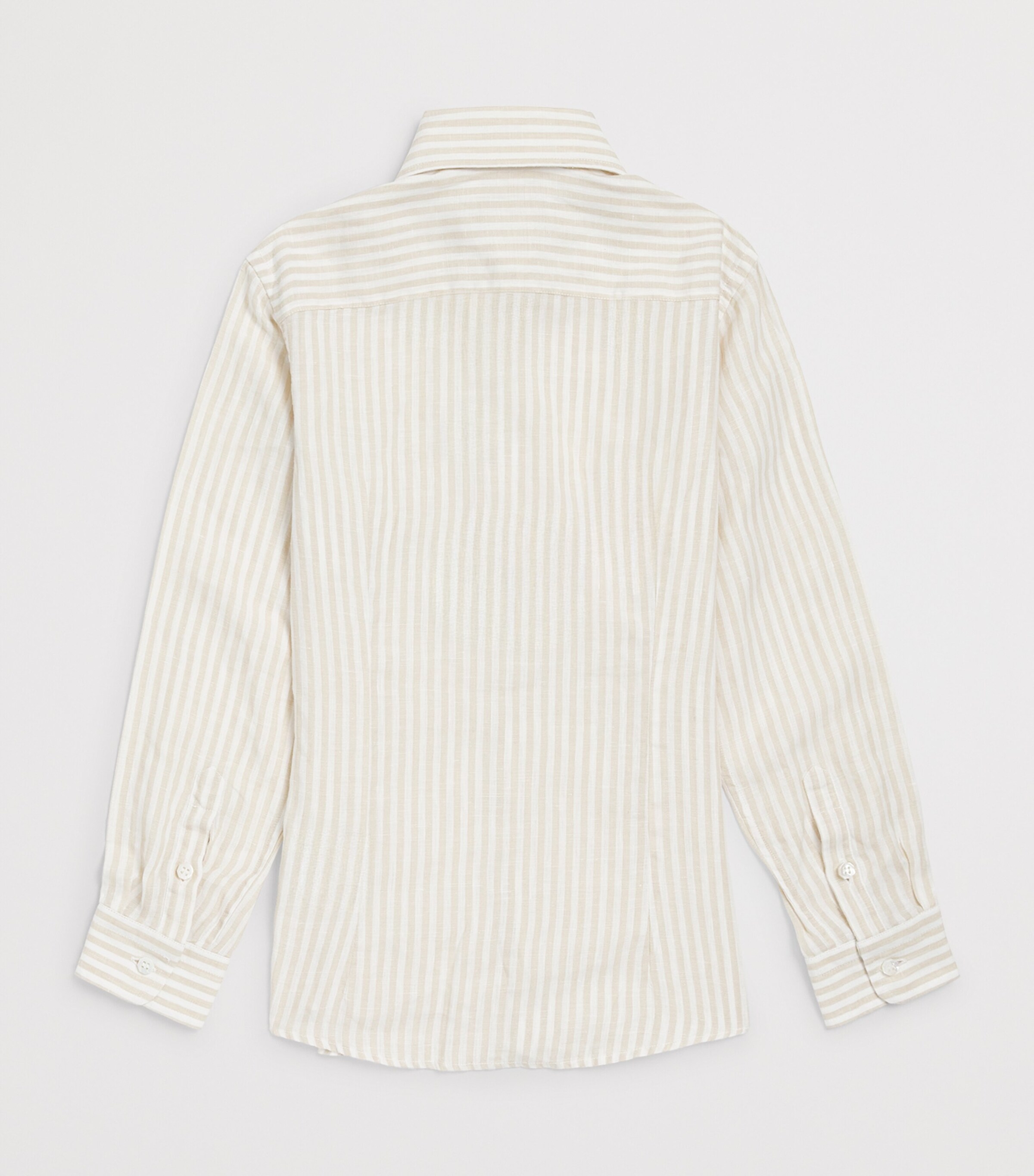 Stefano Ricci Kids Linen Stripe Shirt (6-16 Years) C. White + Beige Image 2