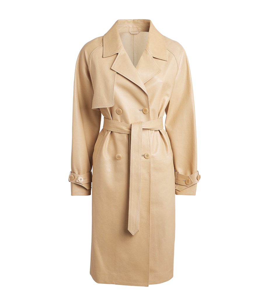 NOUR HAMMOUR Womens Leather Butter Trench Coat Beurre Image 1