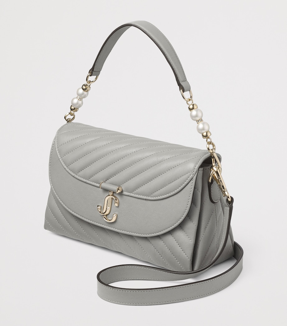 Leather Curve Top-Handle Bag DOVE/SHINY GOLD Image 2