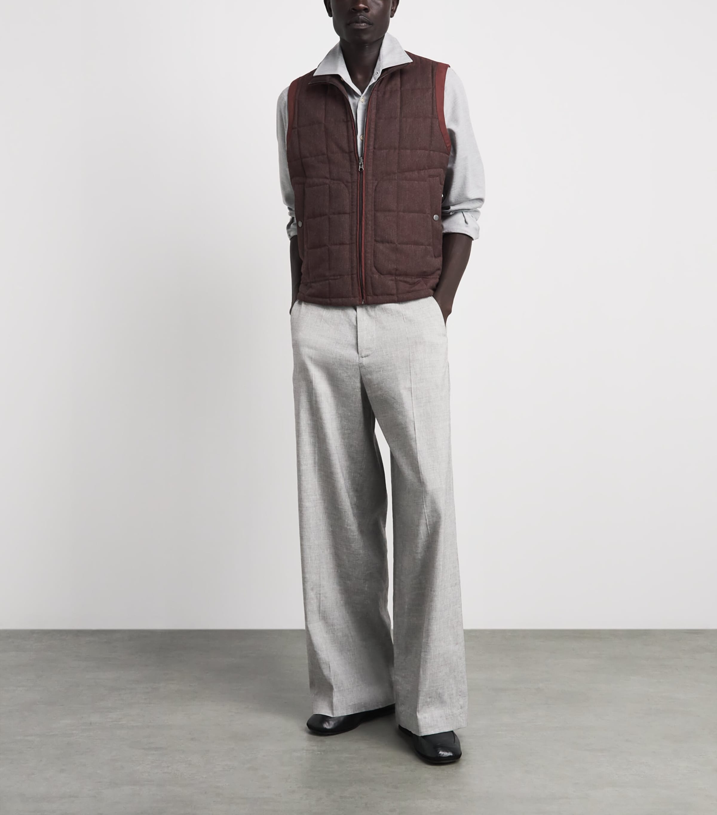 Pal Zileri Mens Reversible Padded Gilet Bordeaux Image 2