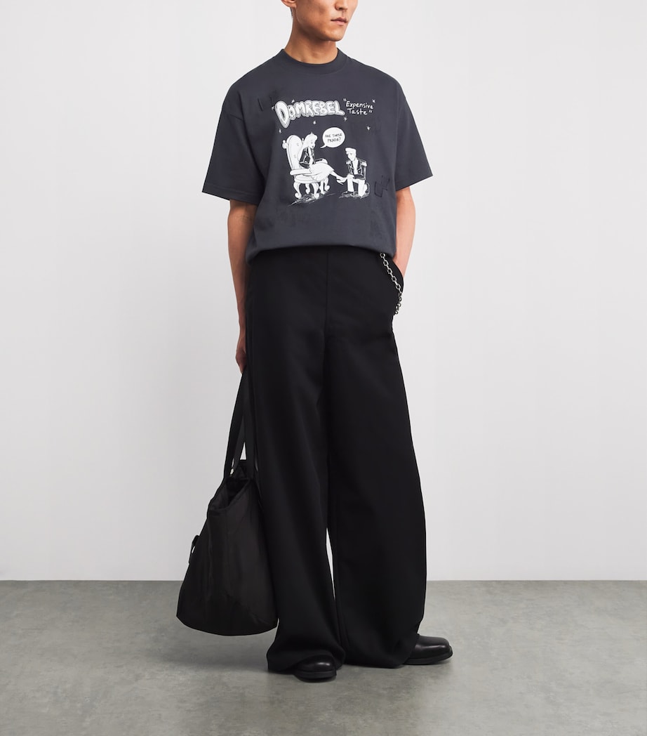 DOMREBEL Mens Cotton Expensive Taste T-Shirt Old Black Image 2
