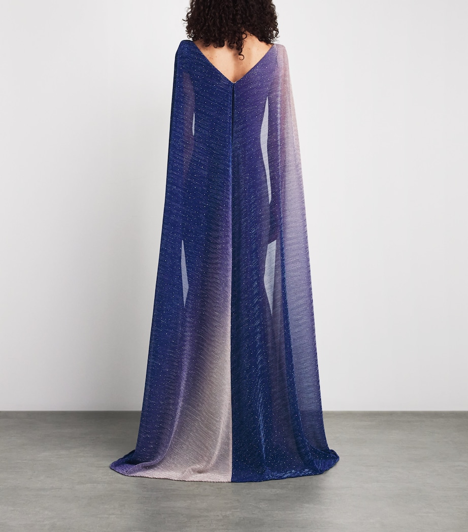 Talbot Runhof Womens Voile Cape Maxi Dress Cornflower Image 4
