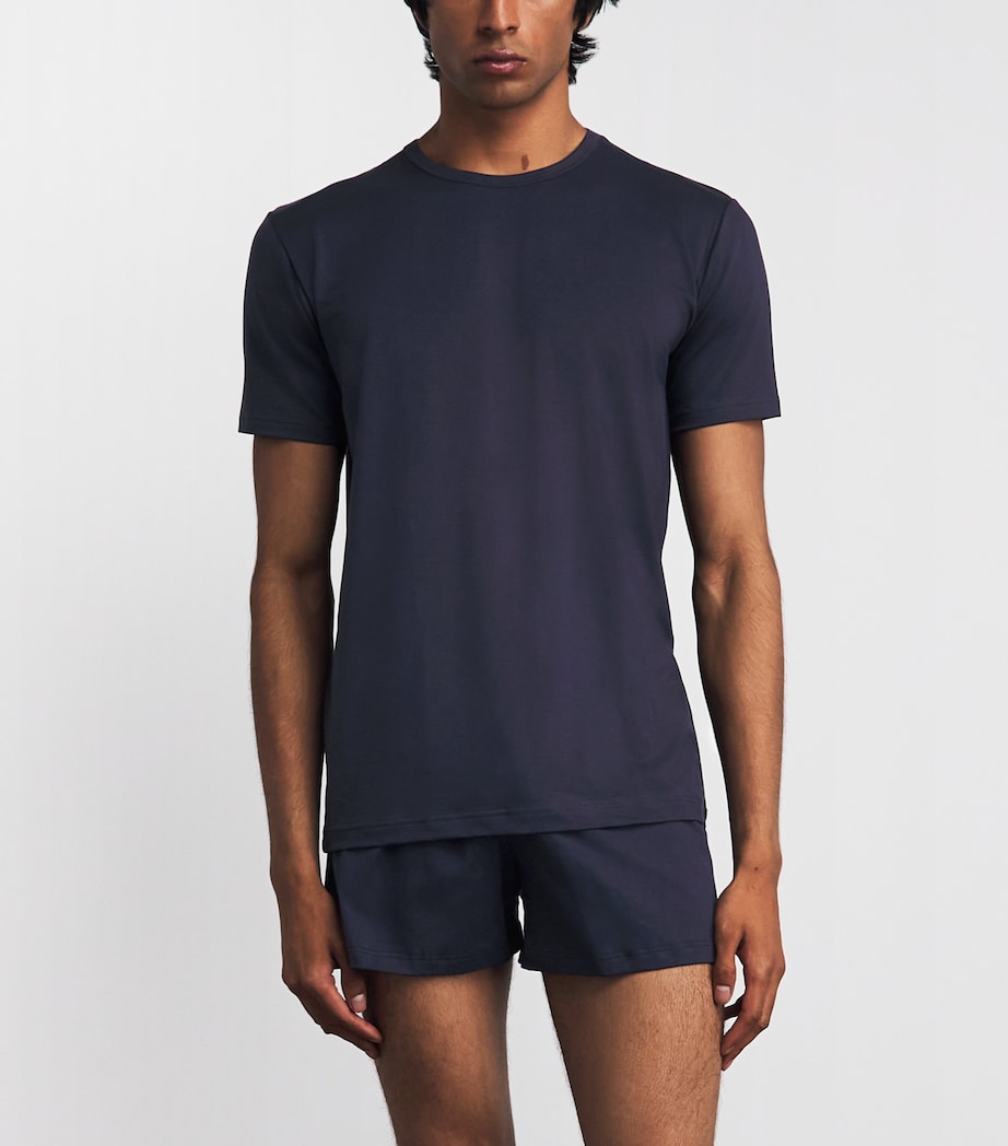 Sunspel Mens Stretch-Tencel T-Shirt Buaa Navy Image 2