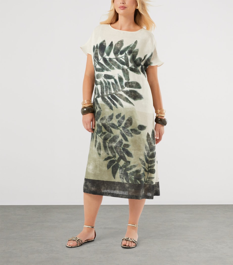 Marina Rinaldi Womens Linen Canvas Midi Dress Olive Green Image 2
