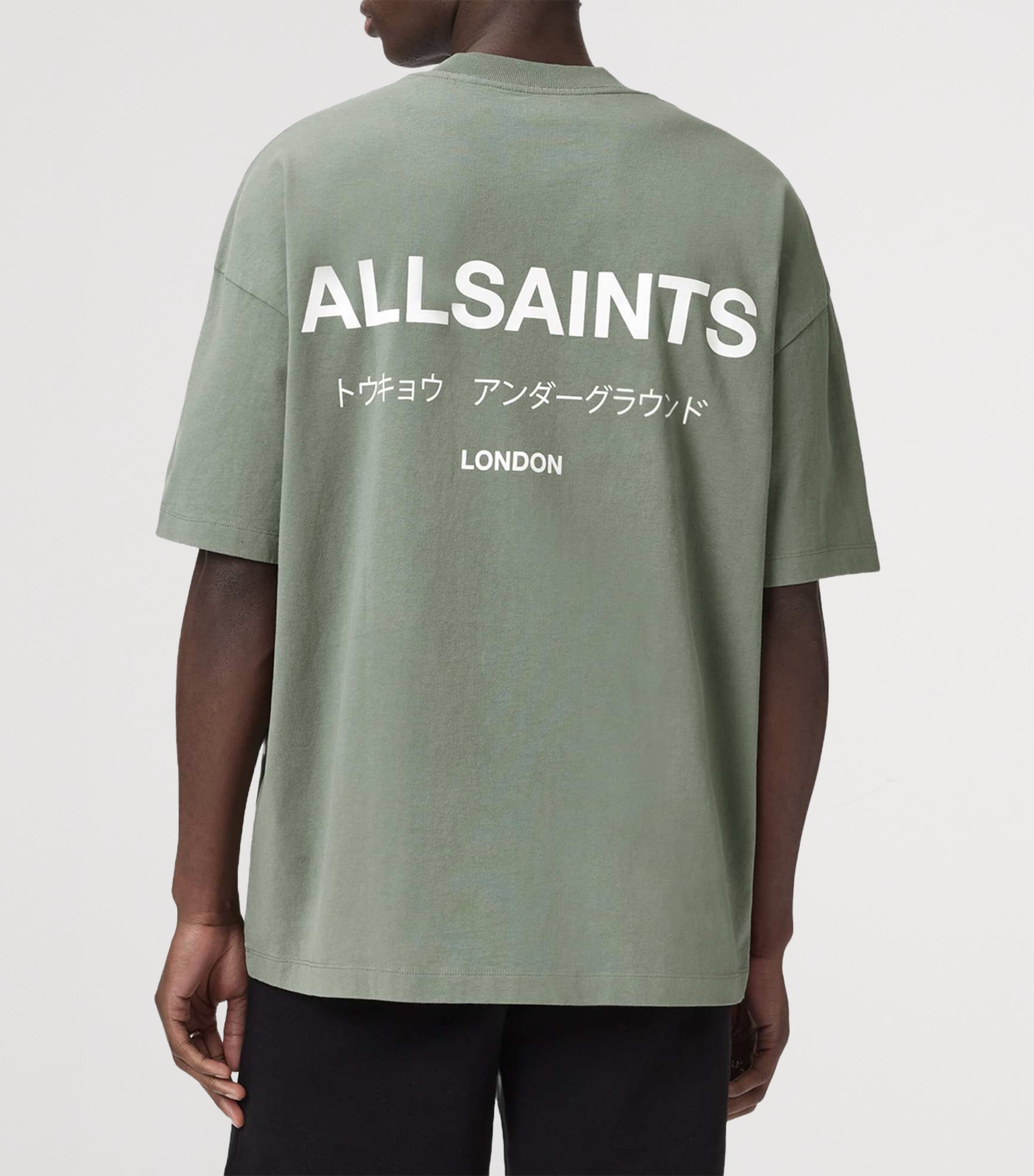 AllSaints Mens Organic Cotton Underground T-Shirt Spring Green Image 4