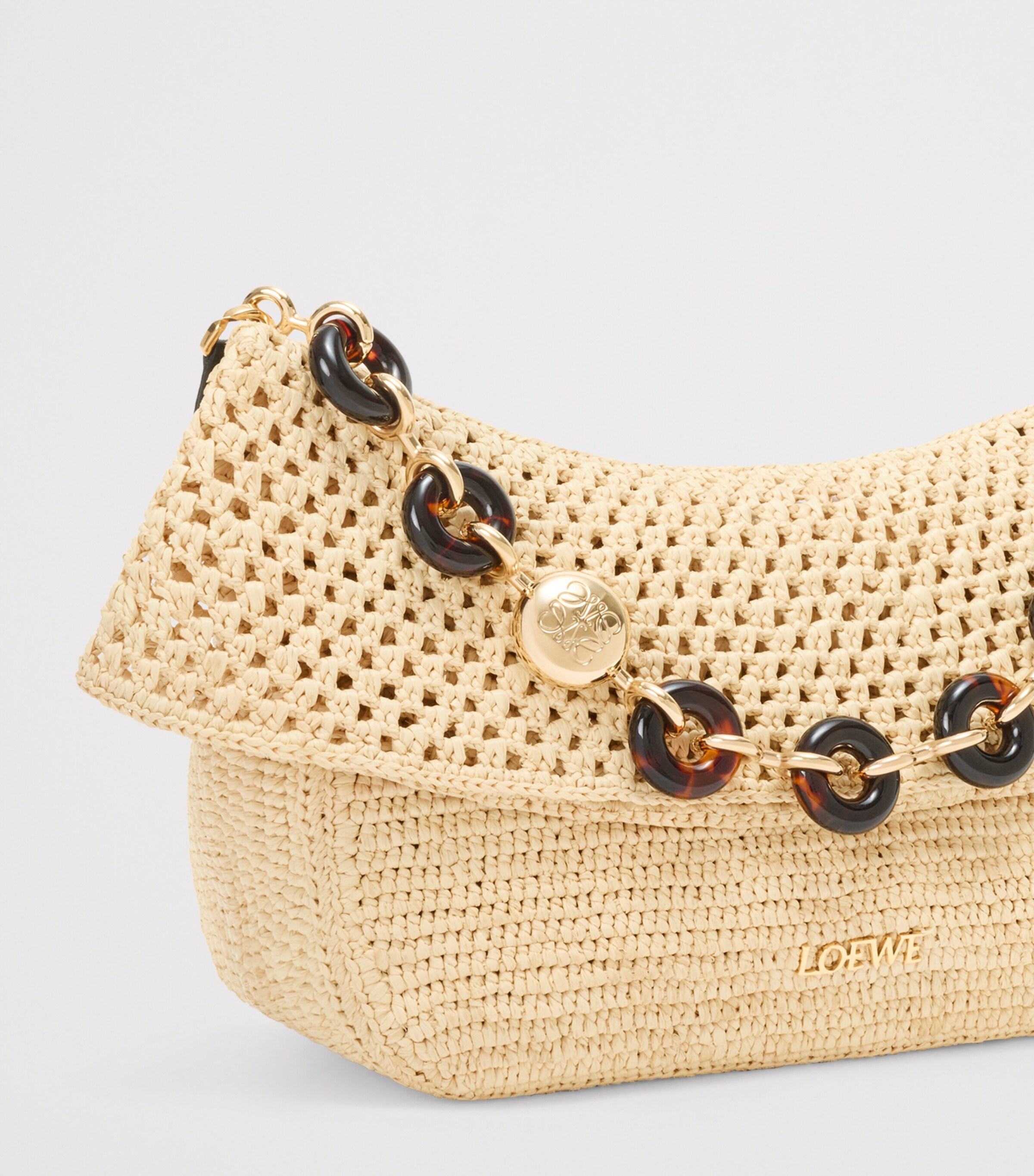 LOEWE x Paula's Ibiza Medium Raffia Ola Bag Shoulder Bag Natural Image 9