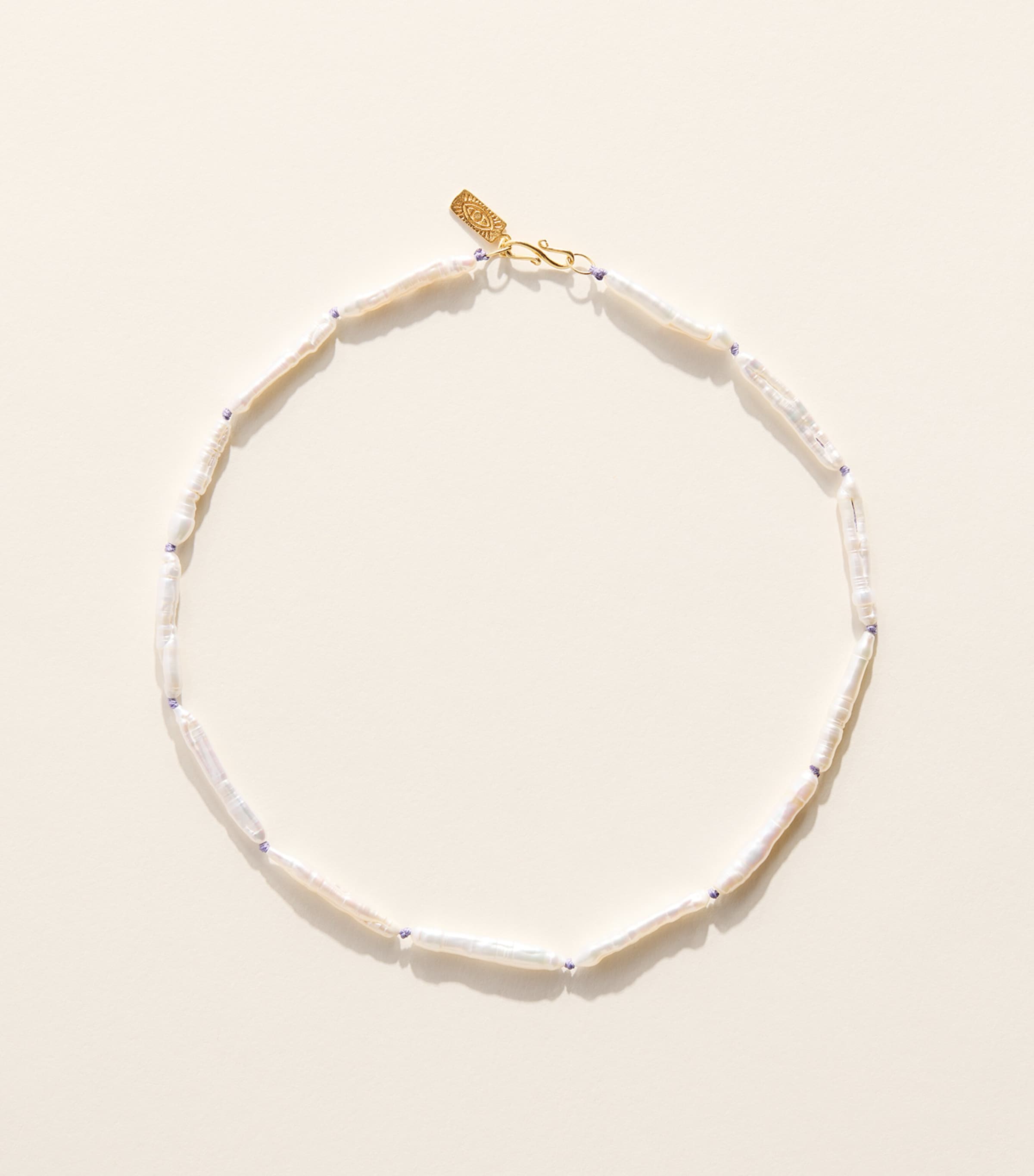 Hermina Athens Beaded Pearl Necklace Lilac Image 1