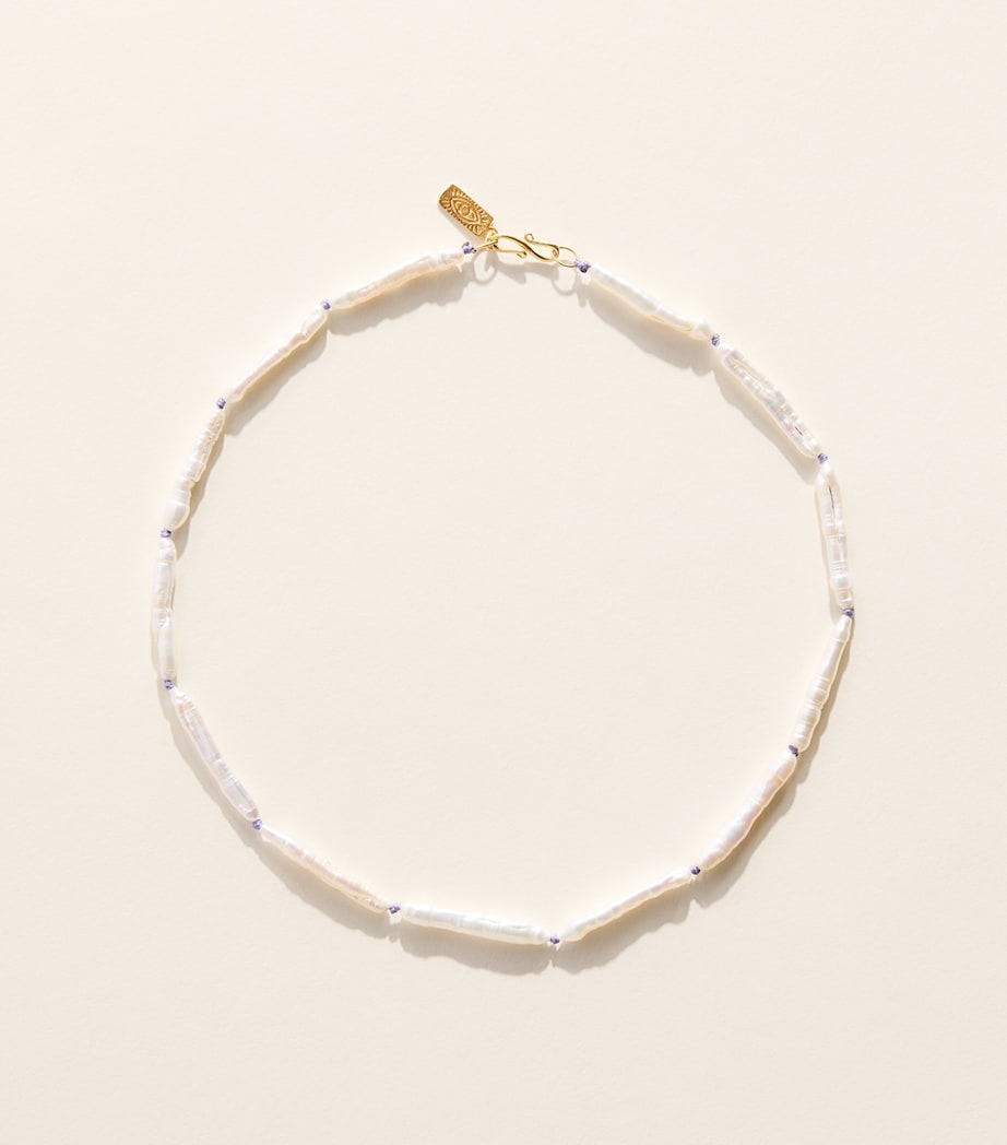 Hermina Athens Beaded Pearl Necklace Lilac Image 1