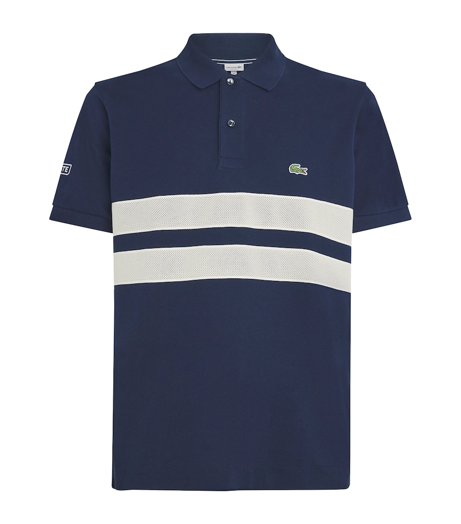 Cotton Mesh-Insert Polo Shirt NAVY BLUE Image 1
