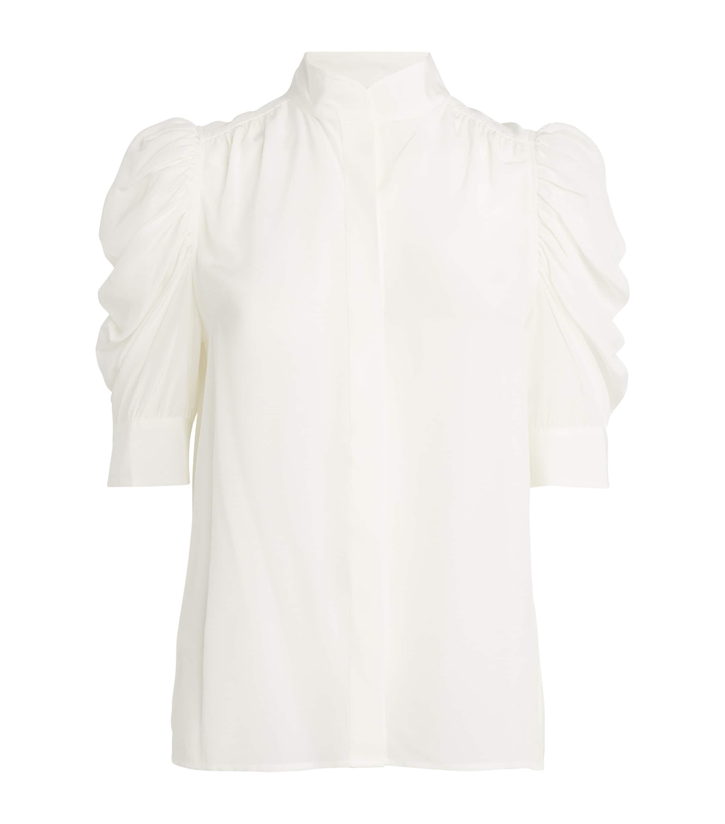 Frame Gillian Puff-sleeve Silk-chiffon Blouse In White