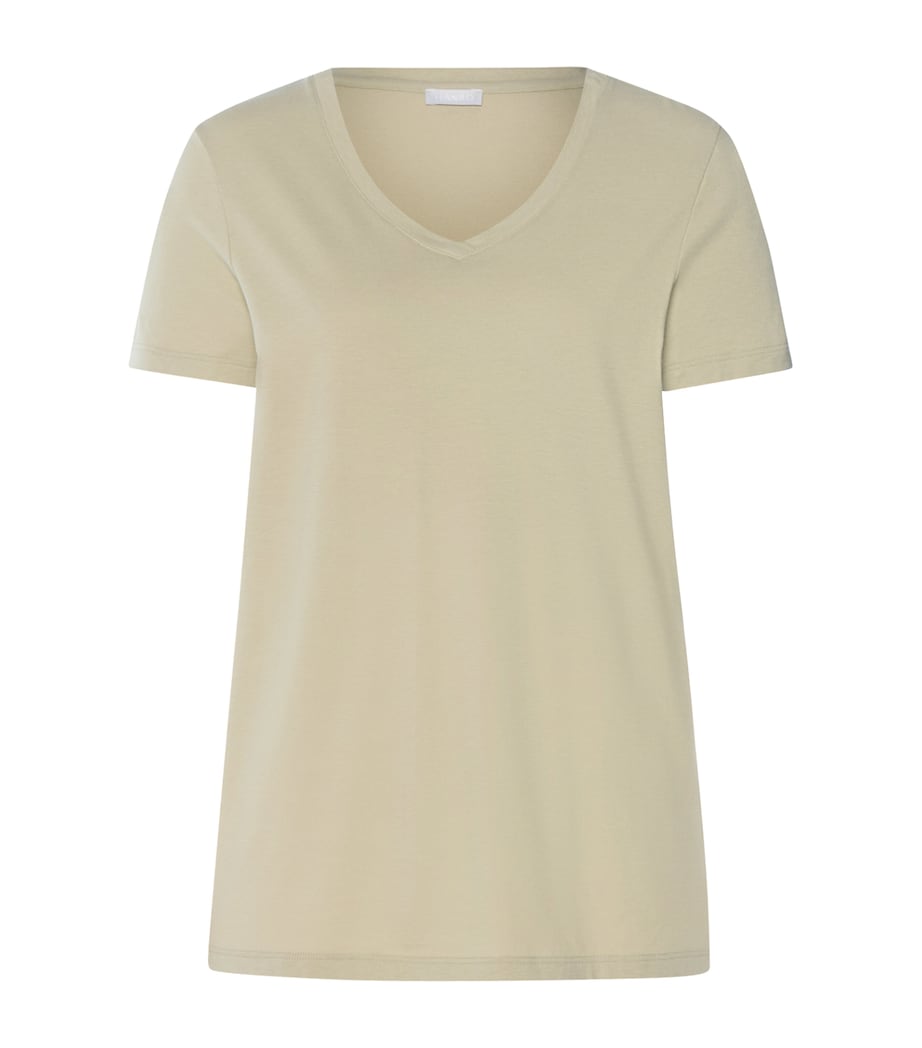Hanro Womens Stretch-Cotton Sleep & Lounge T-Shirt Olive Stem Image 1