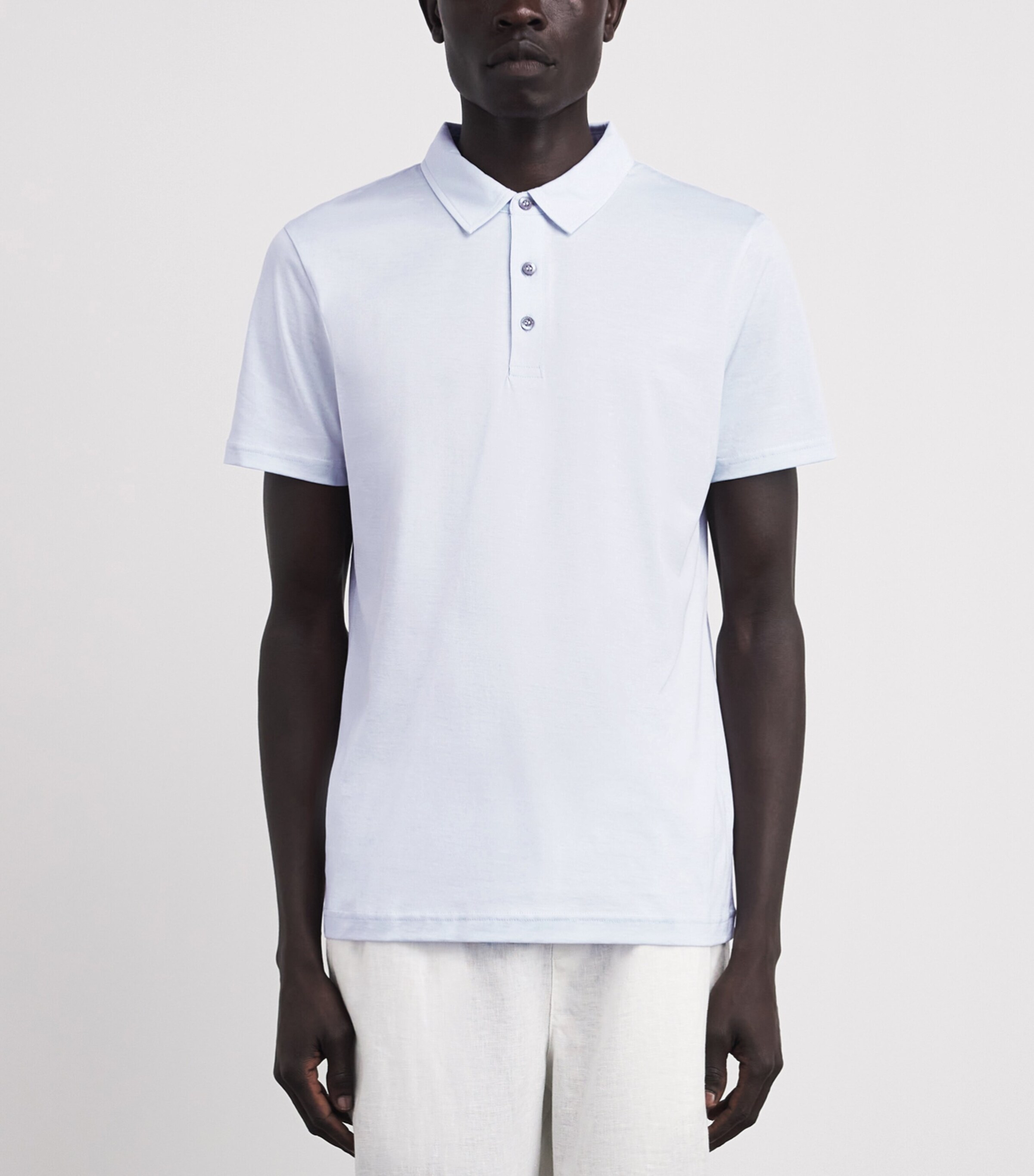 Sunspel Mens Supima Cotton Polo Shirt Buwu Light Blue Image 4
