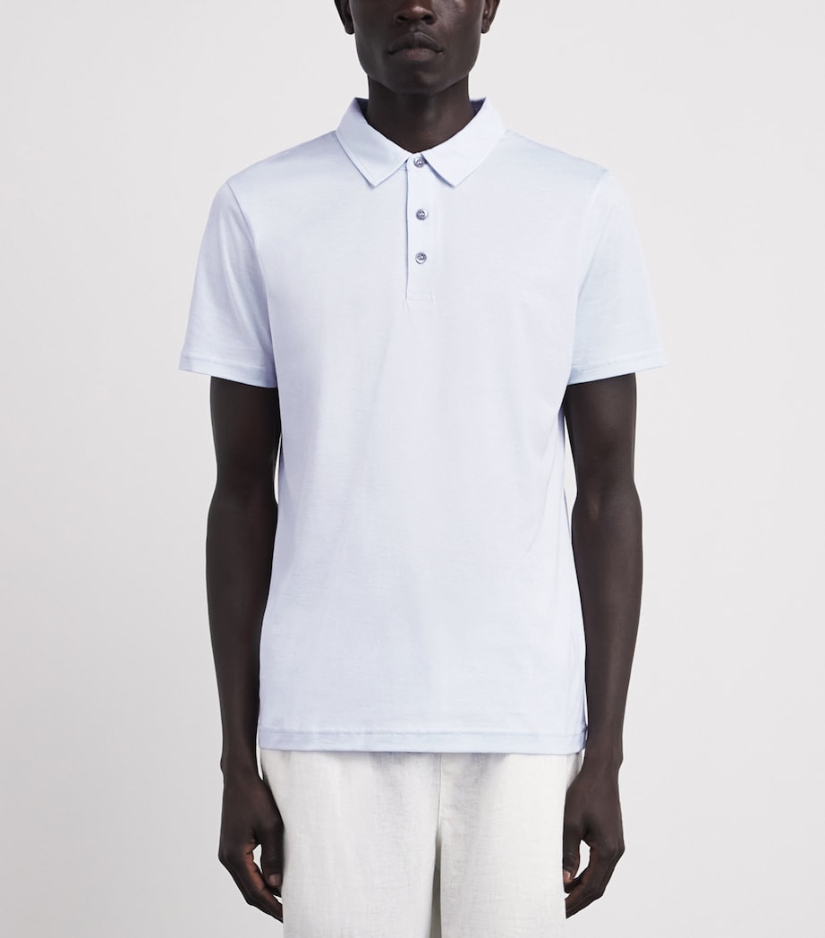 Sunspel Mens Supima Cotton Polo Shirt Buwu Light Blue Image 4