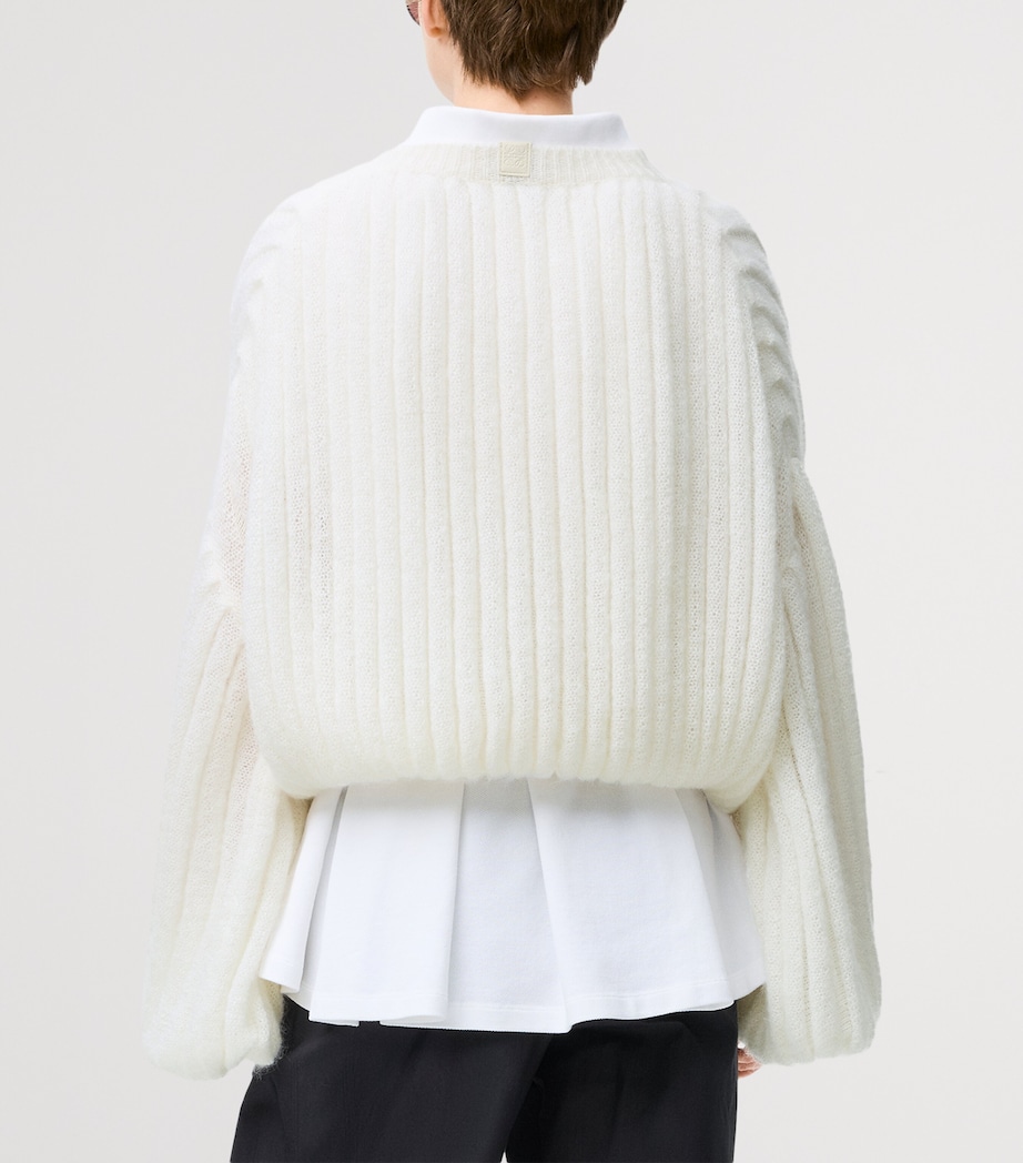 Ribbed Balloon Sweater WHITE Image 4