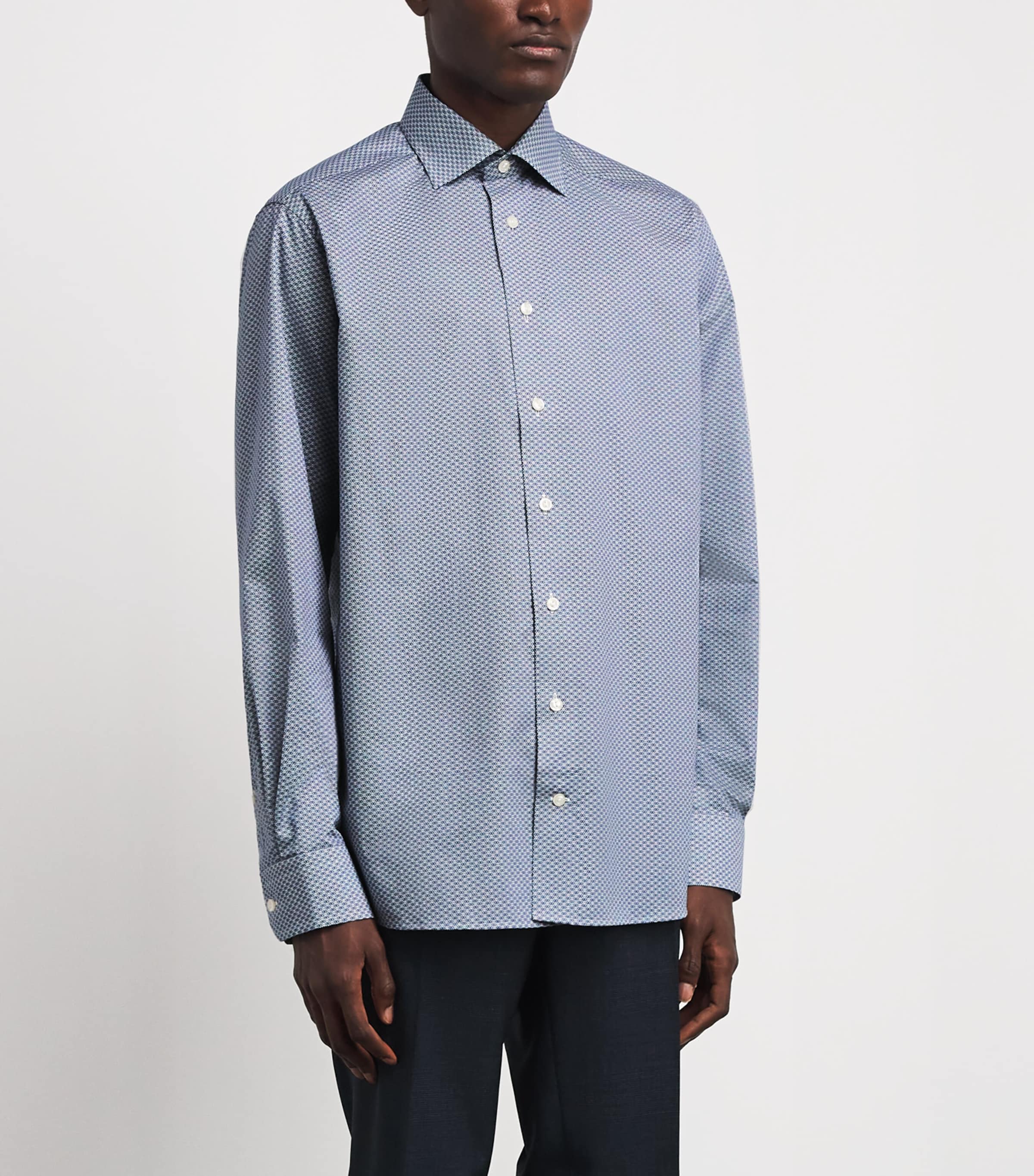 Eton Mens Signature Twill Geometric Shirt Dark Blue Image 4