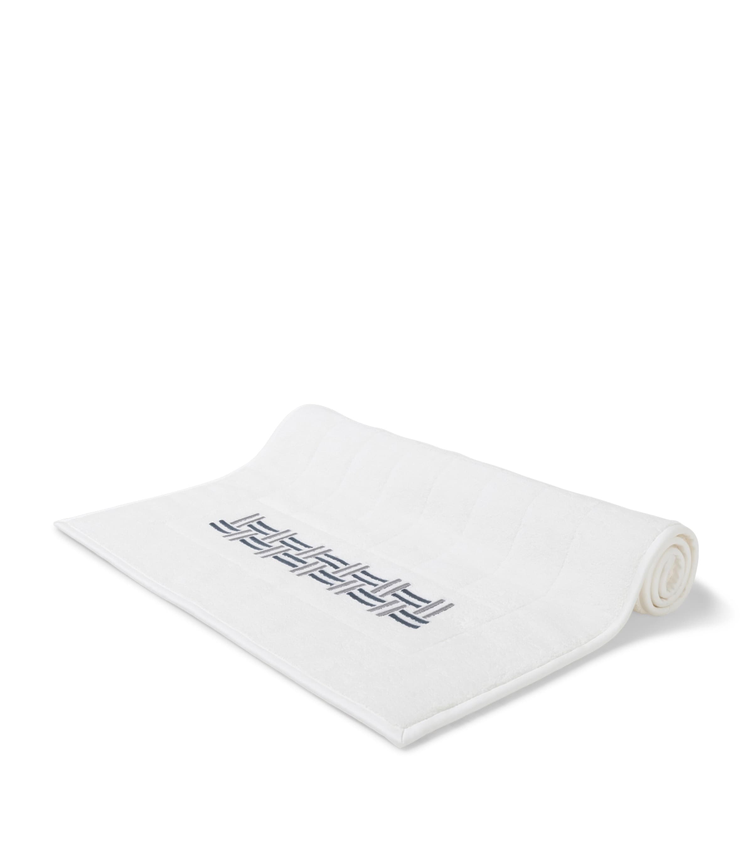 Shop Frette Basket Weave Bath Mat In Blue