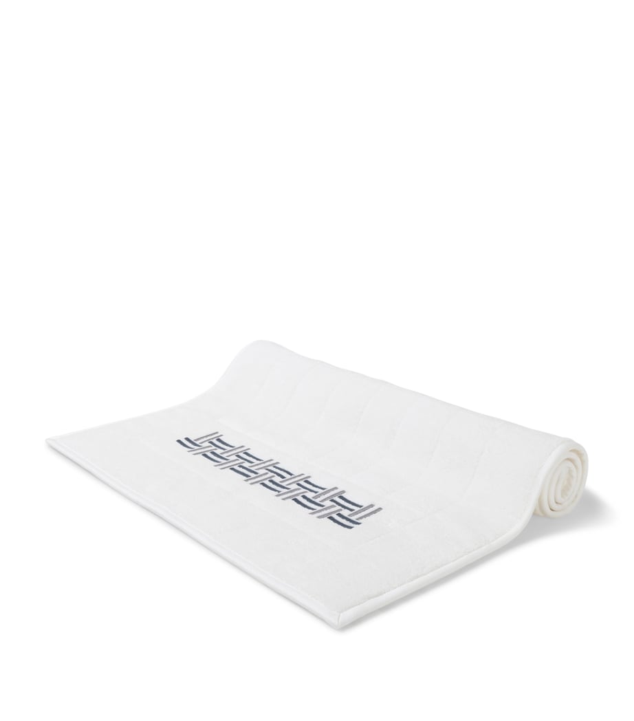 Basket Weave Bath Mat (54cm x 87cm) 8E23 - STEEL BLUE/GR Image 1