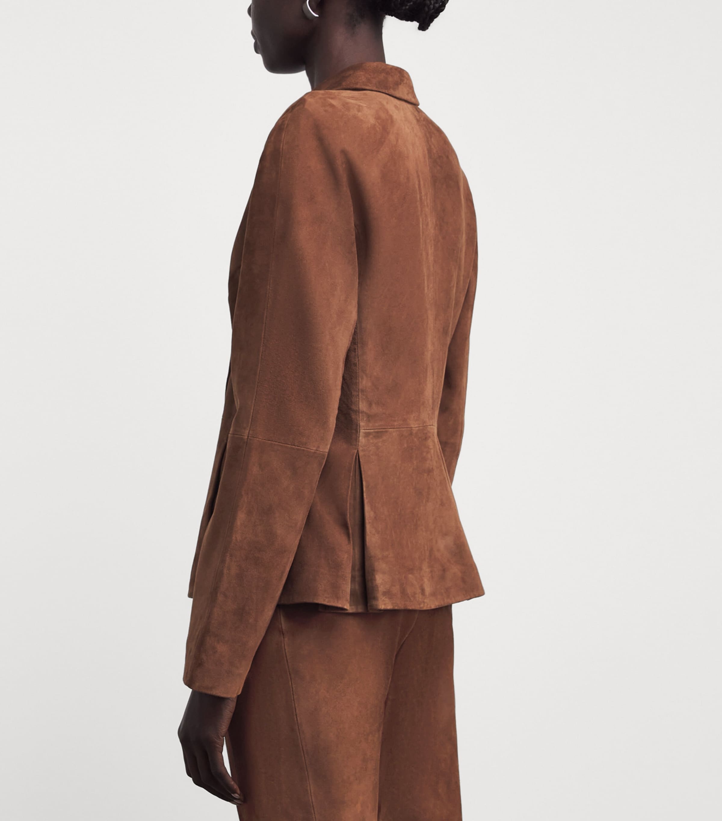 Suede Single-Breasted Blazer D3G-CARAMEL Image 4