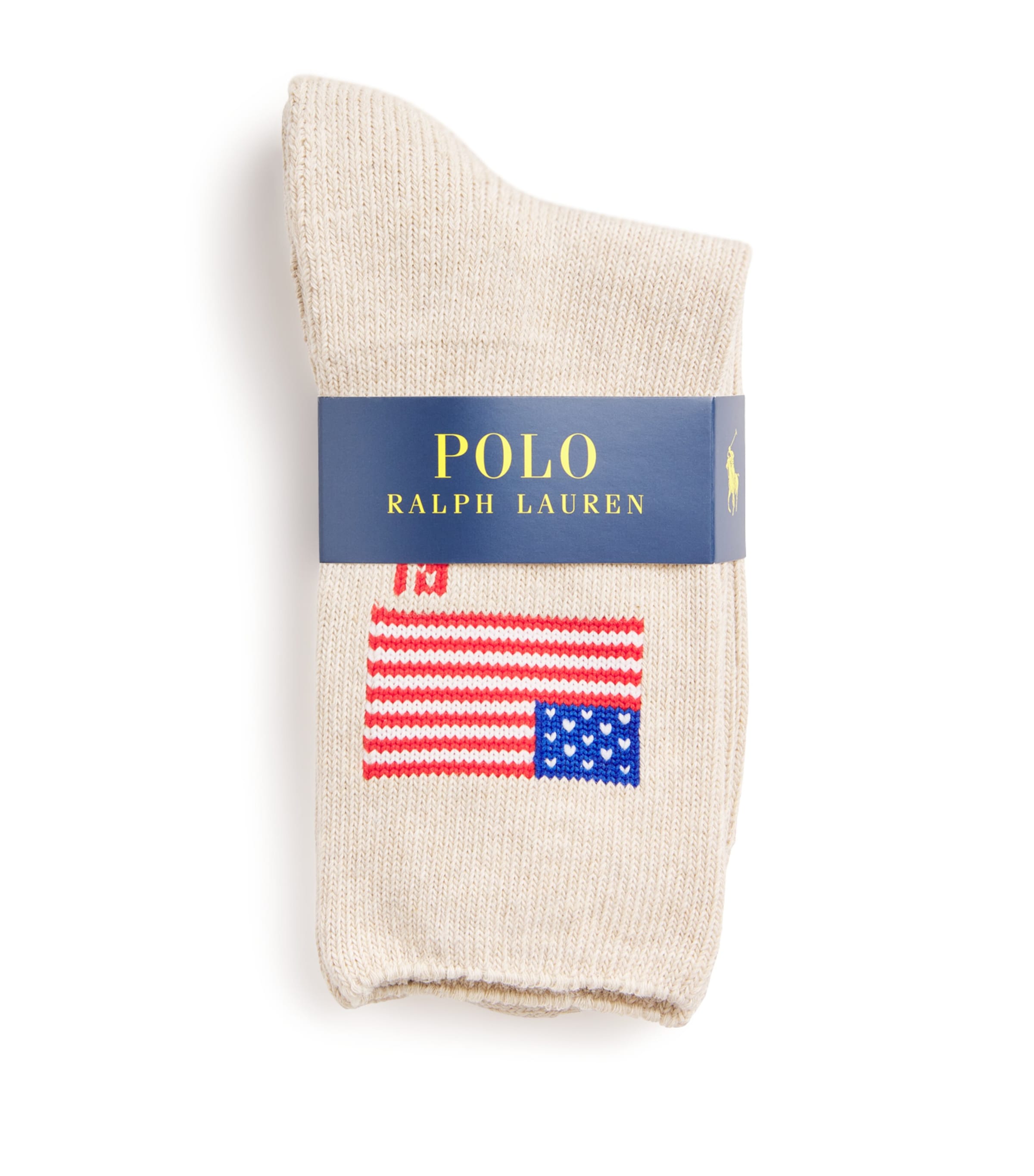Polo Ralph Lauren Cotton-blend Flag Crew Socks In White