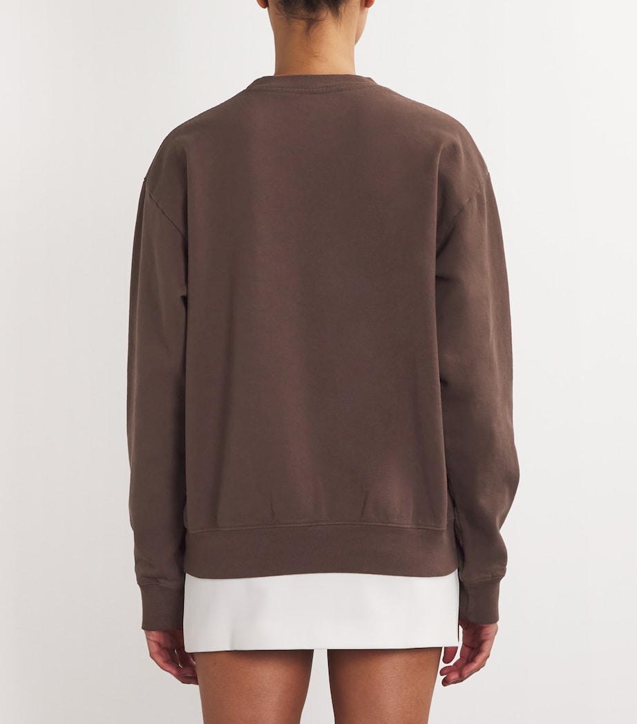 Sporty & Rich Womens Cotton Riding Club Sweatshirt Chocolate Cream Image 4